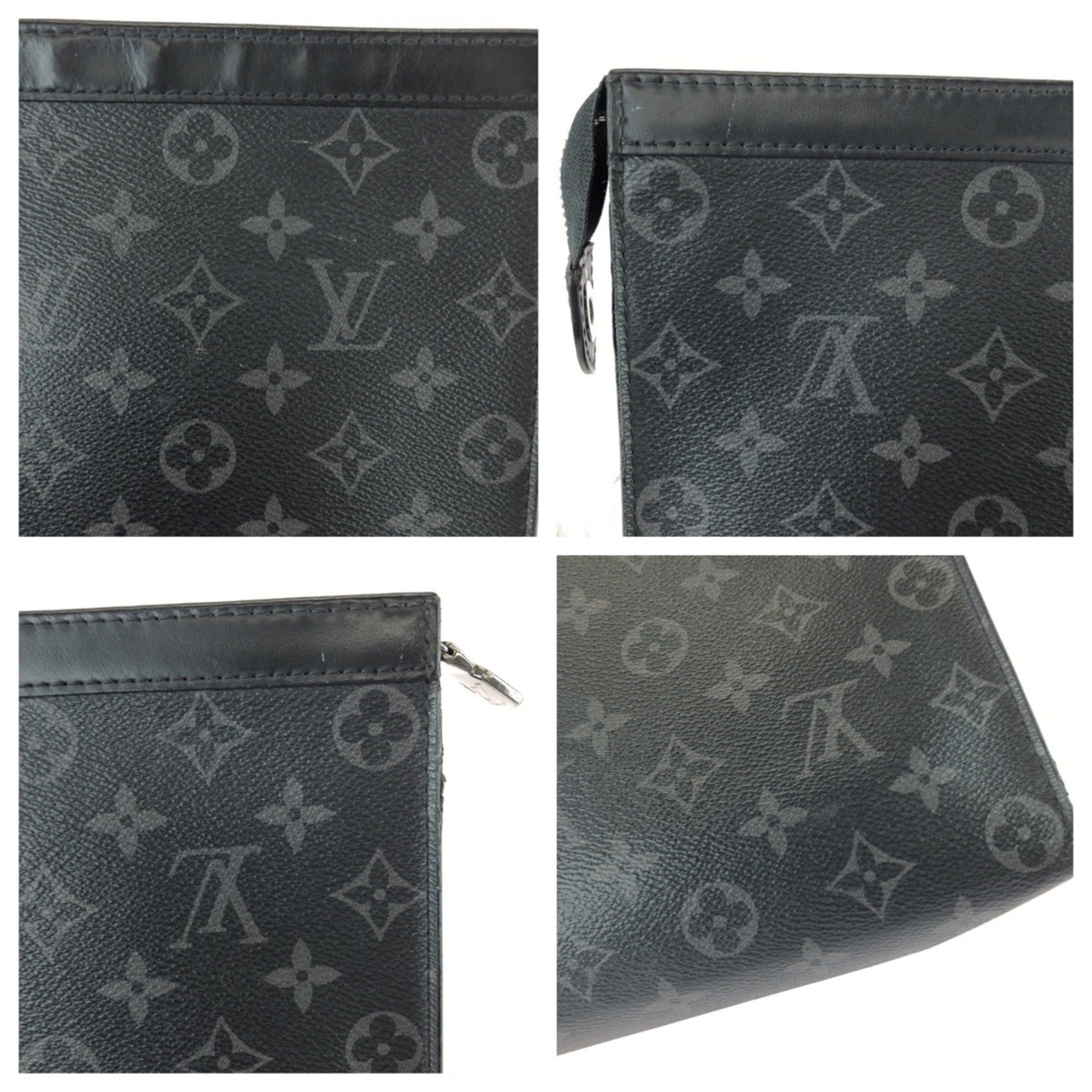 Louis Vuitton Black Monogram Eclipse Leather Clutch Bag Pochette (Pre-Owned)