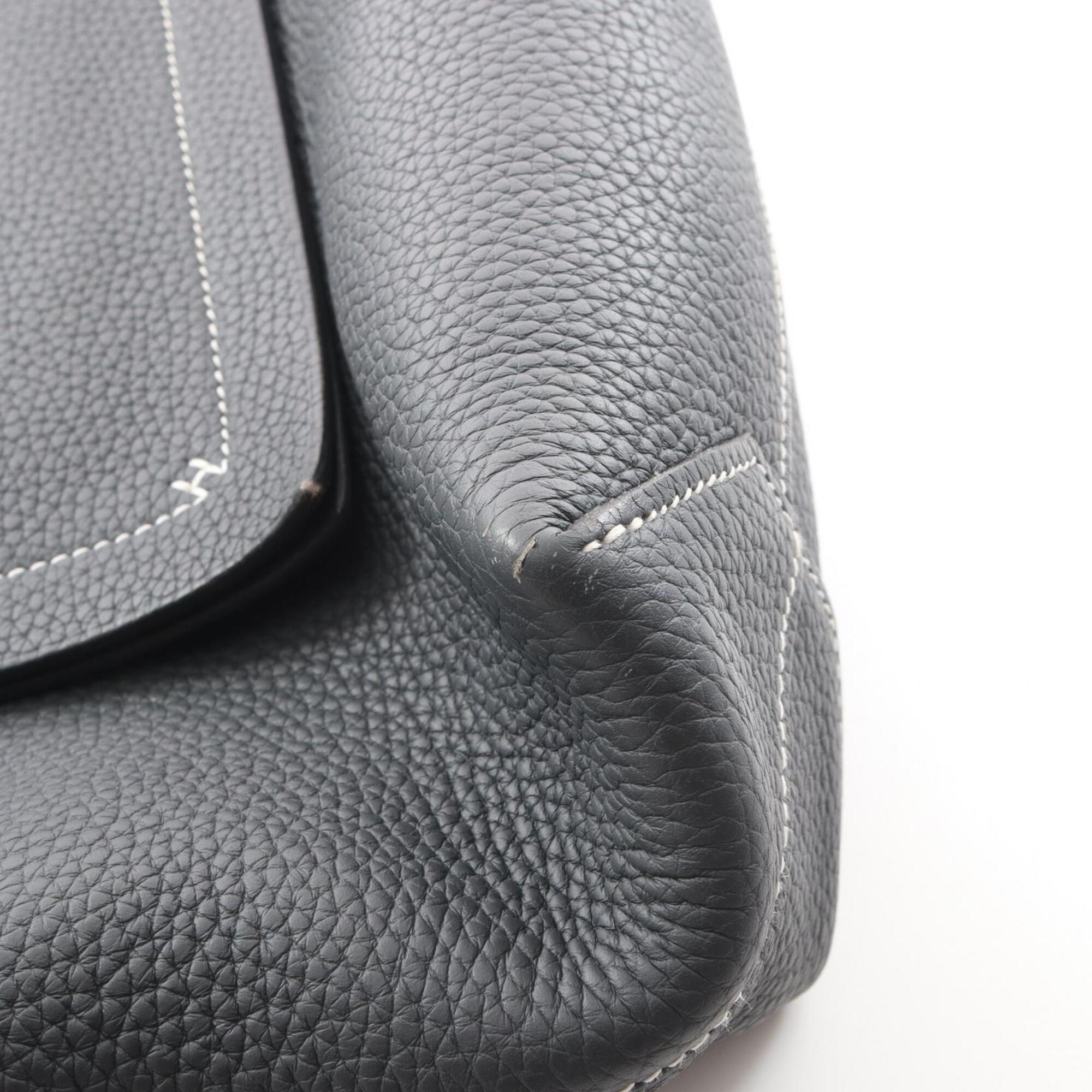 Hermes Gray Taurillon Clemence Leather Handbag Tote Bag (Pre-Owned)