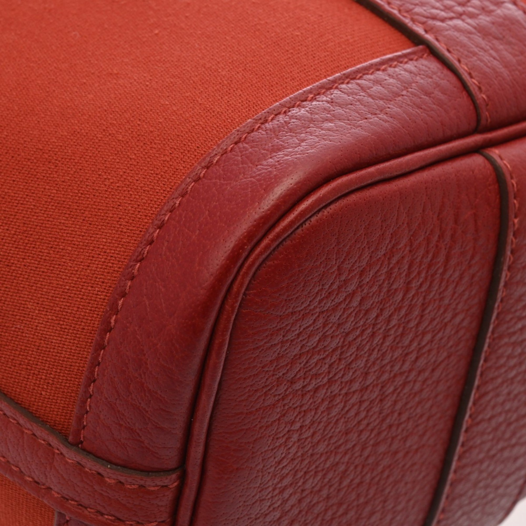 Hermes Rouge Garance Toile Officier Negonda Leather Handbag (Pre-Owned)