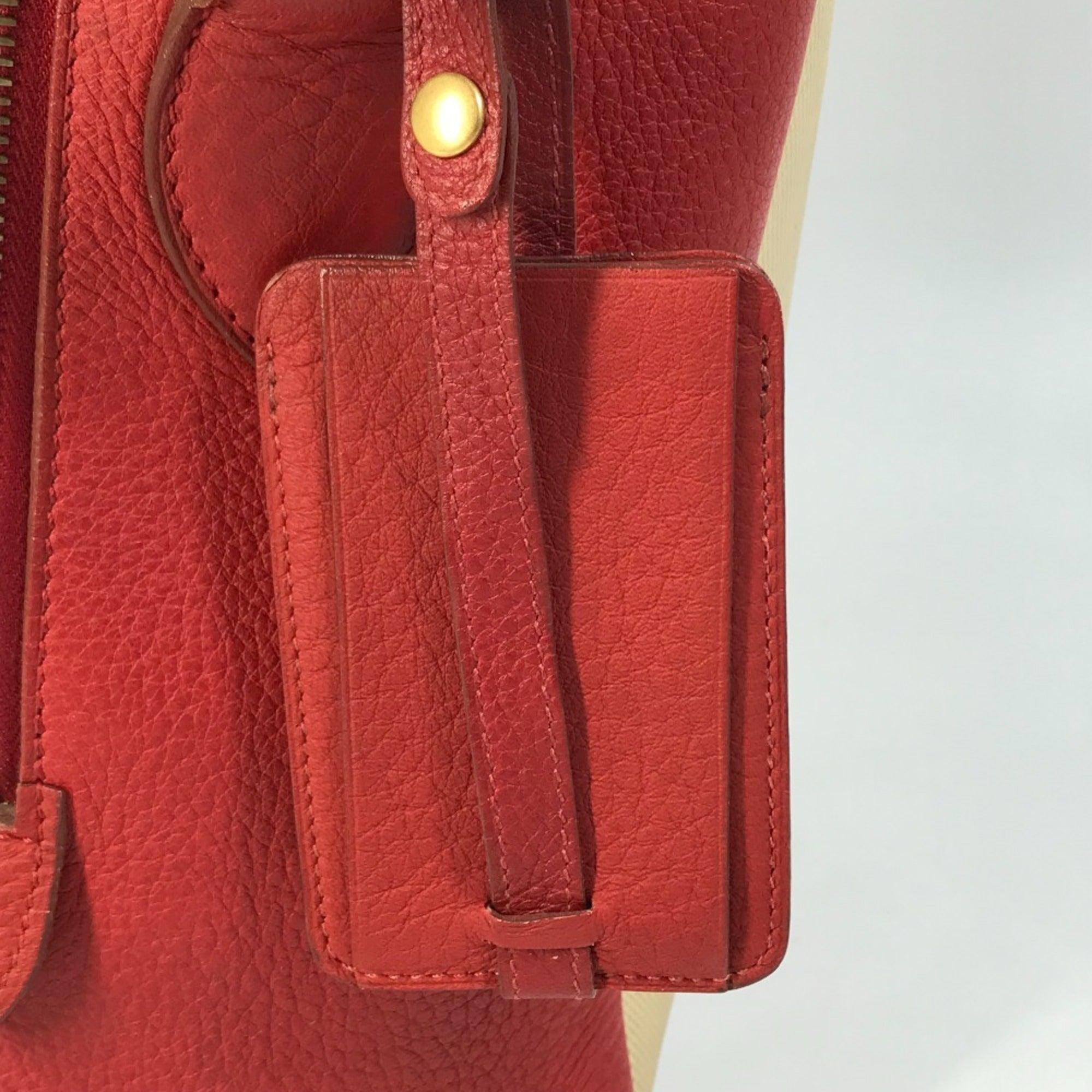 Hermes Beige Red Color Toile H Leather Shoulder Bag (Pre-Owned)