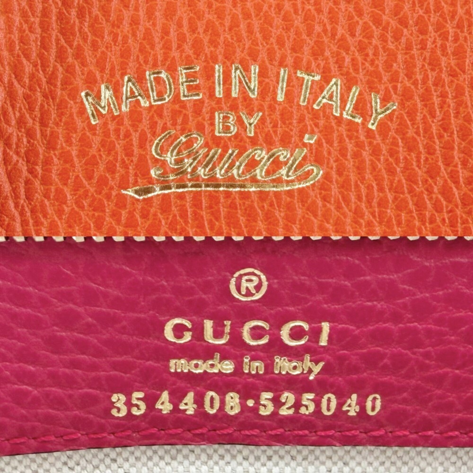 Gucci Orange Pink Leather Handbag Tote Bag (Pre-Owned)