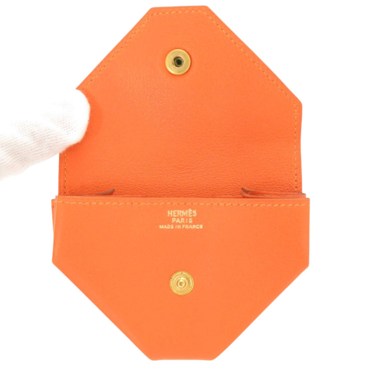 Hermes Orange Gulliver Leather Coin Purse/Coin Case (Pre-Owned)
