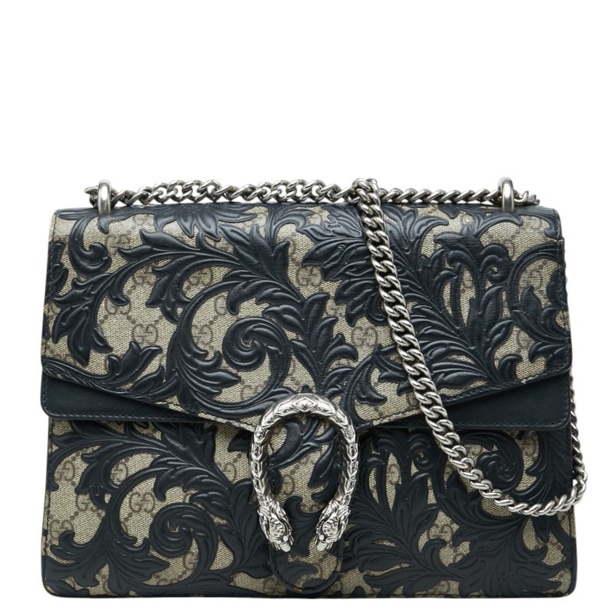 Gucci Beige Black Pvc Leather Shoulder Bag (Pre-Owned)