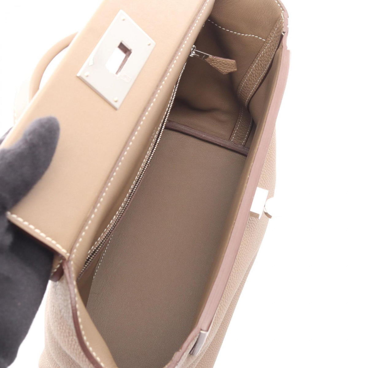Hermes Etoupe Gray Gray Togo Leather Swift Leather Handbag (Pre-Owned)