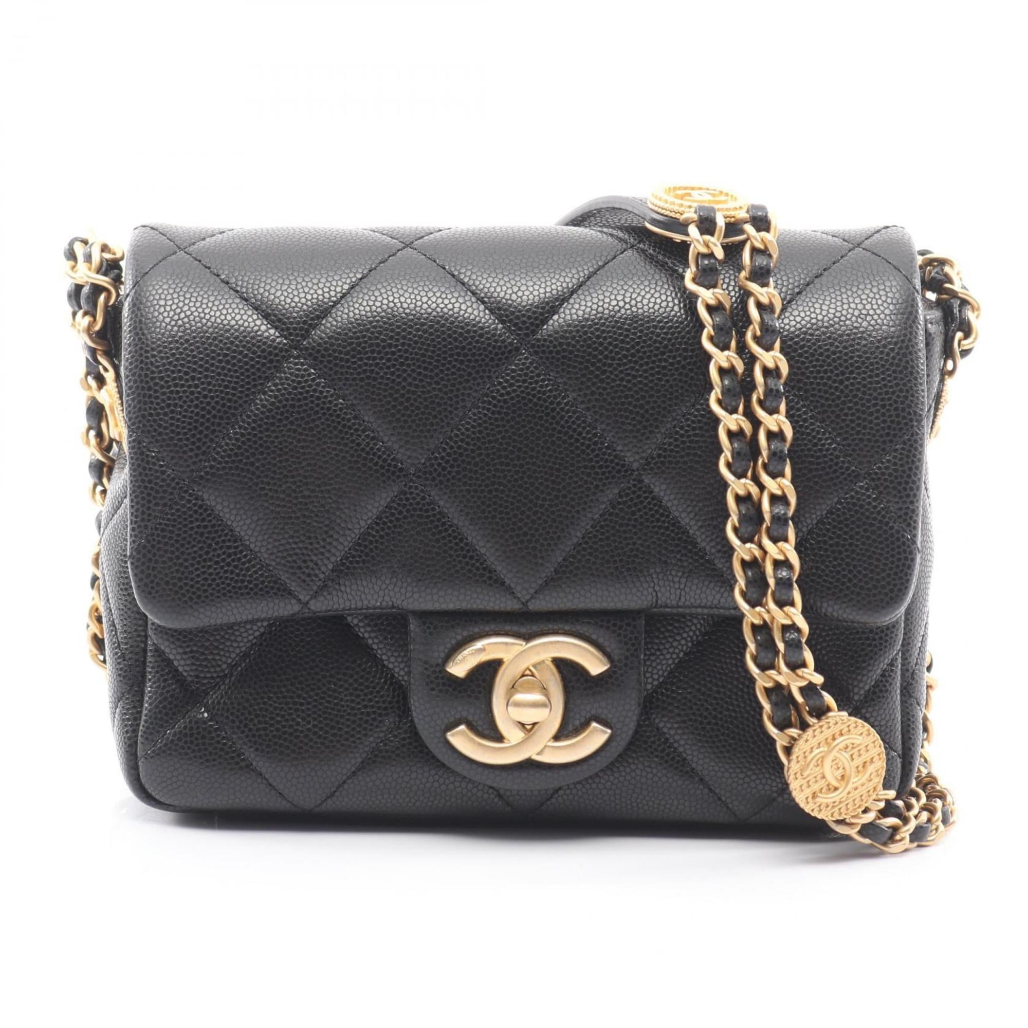 Chanel Black Leather Handbag Shoulder Bag (Pre-Owned)
