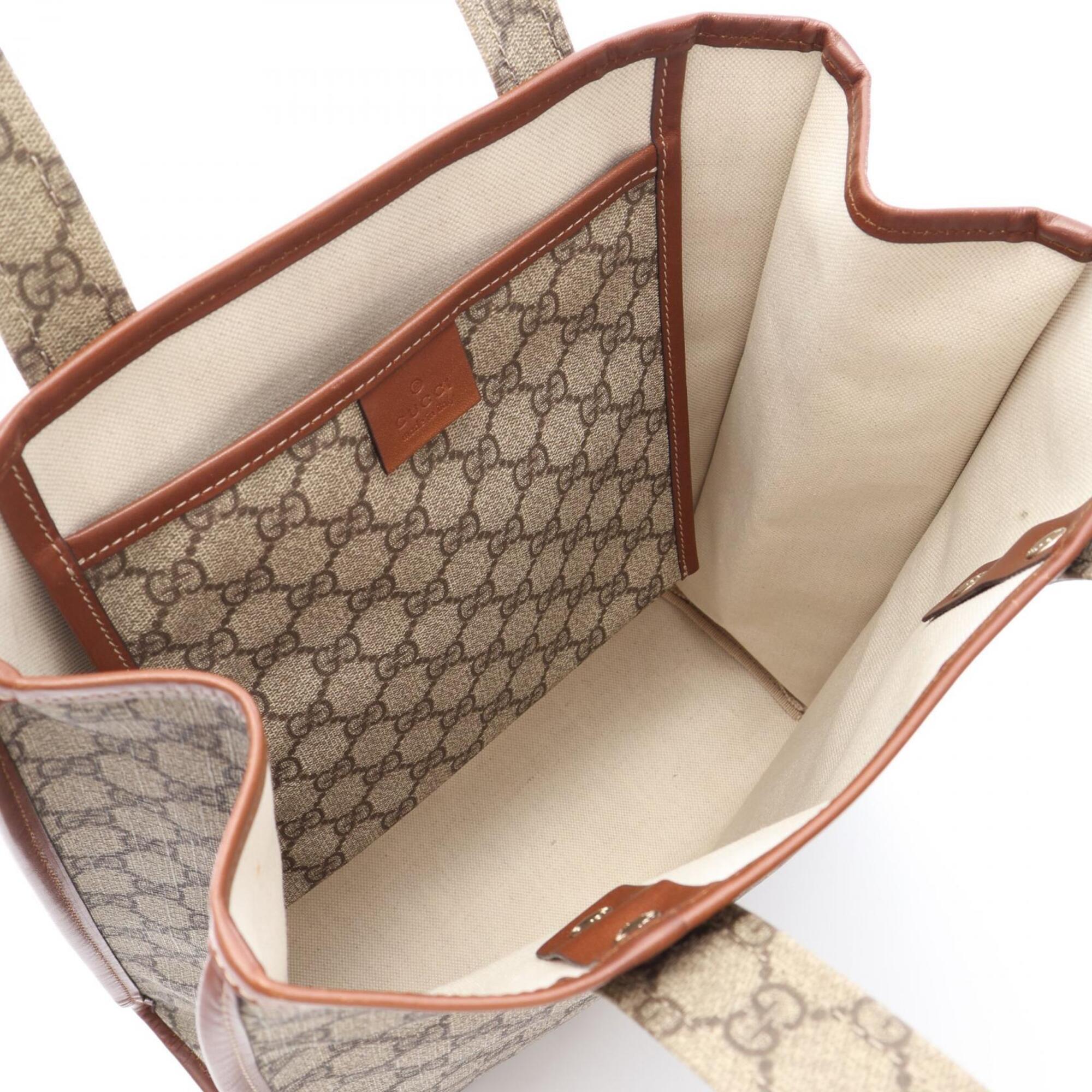 Gucci Beige Brown Multi-Color Pvc Leather Handbag Tote Bag (Pre-Owned)