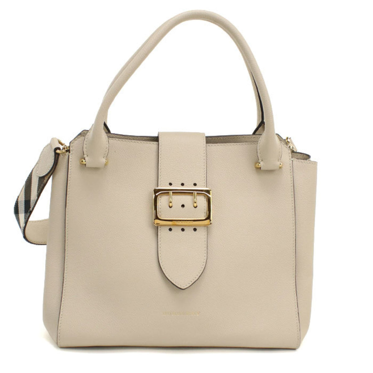 Burberry Ivory Leather Tote Bag (Pre-Owned)