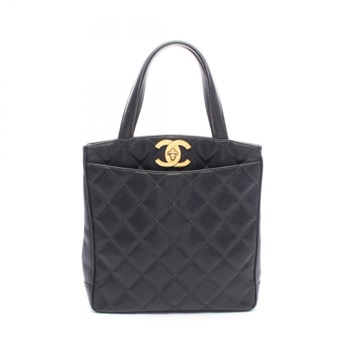 Chanel Matelasse Black Grained Calfskin Handbag Tote Bag (Pre-Owned)