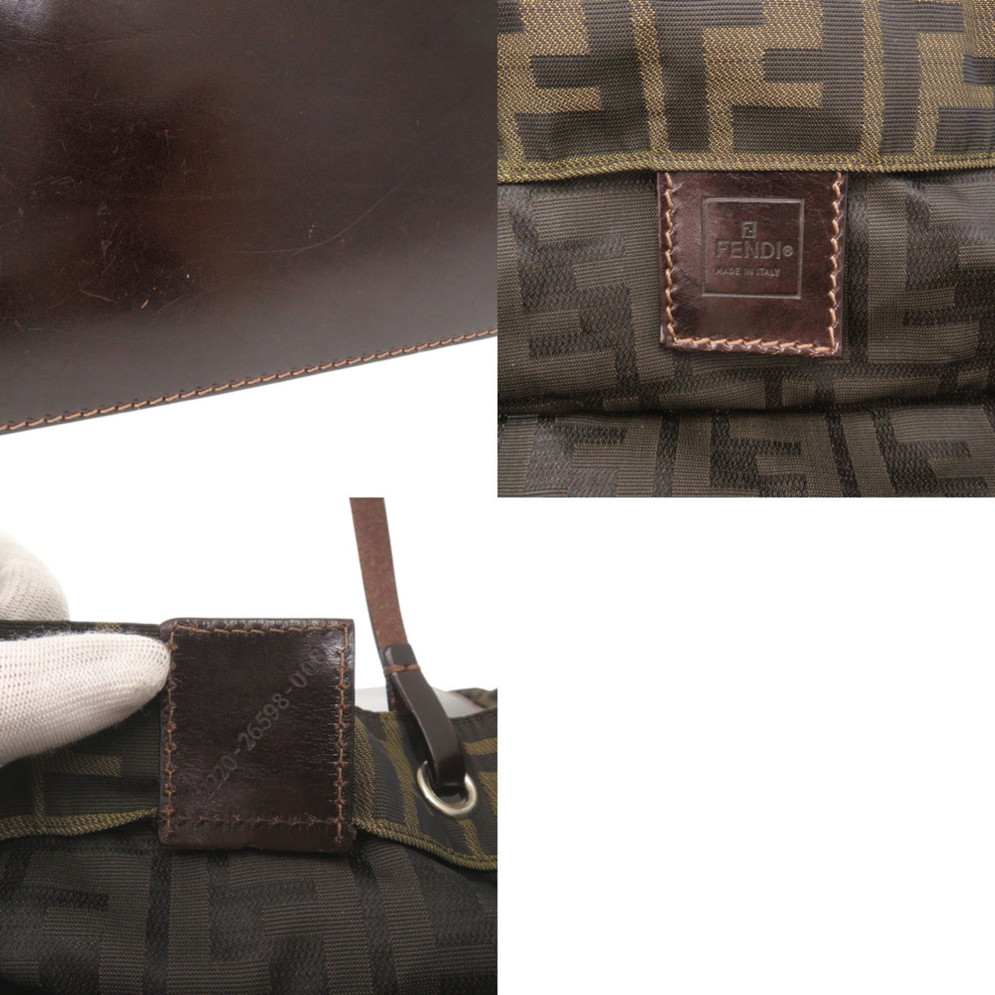 Fendi Brown Canvas Leather Tote Bag (Pre-Owned)