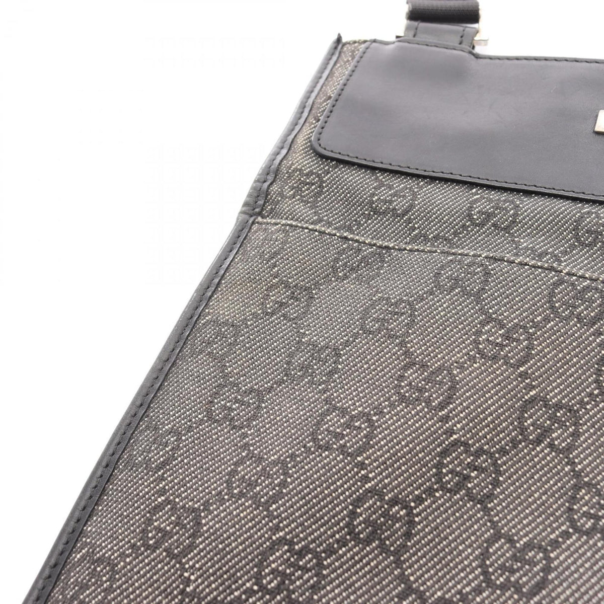 Gucci Black Denim Leather Handbag Shoulder Bag (Pre-Owned)