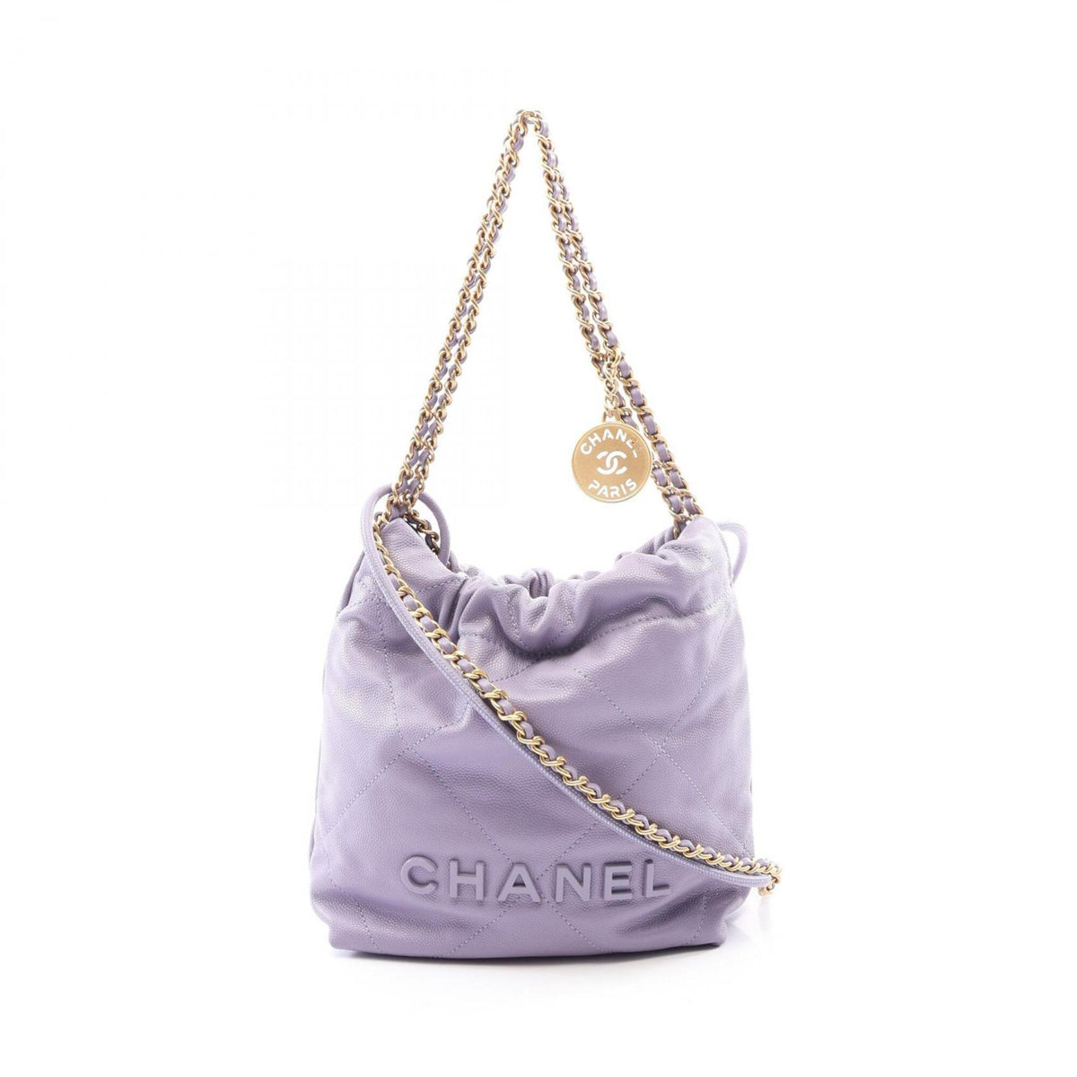 Chanel Purple Grained Calfskin Handbag Shoulder Bag (Pre-Owned)