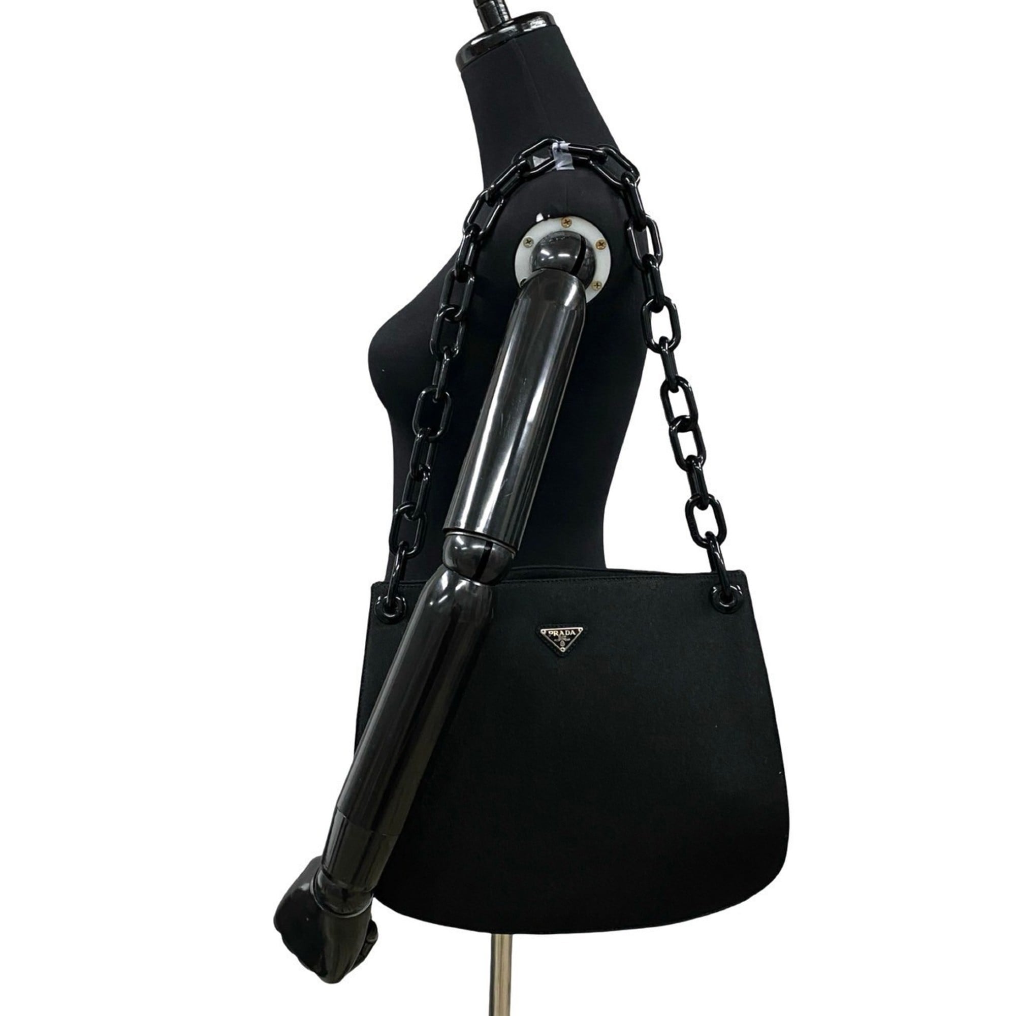 Prada Black Canvas Plastic Shoulder Bag (Pre-Owned)