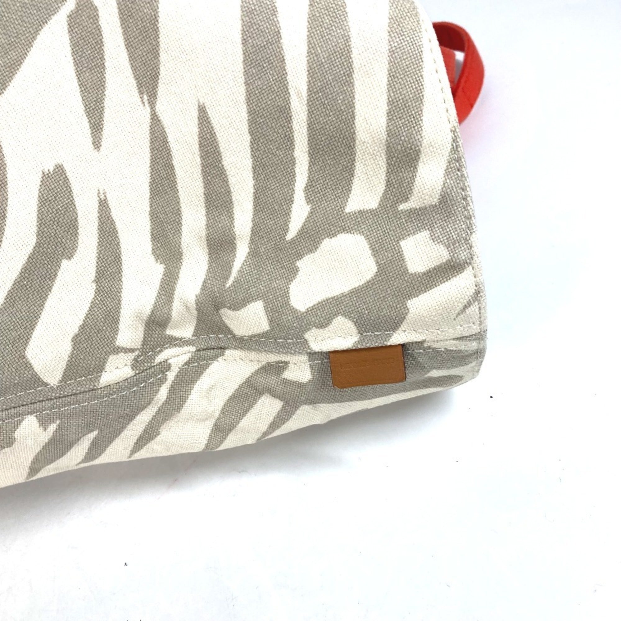 Hermes Beige Orange Canvas Shoulder Bag Tote Bag (Pre-Owned)
