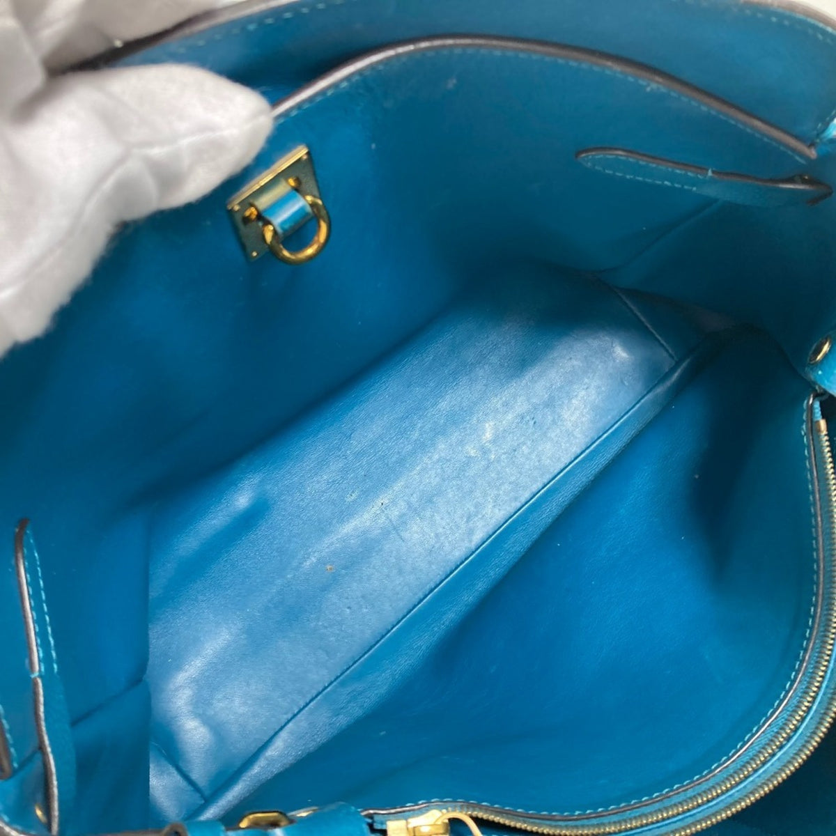 Louis Vuitton Blue Leather Handbag Shoulder Bag Tote Bag (Pre-Owned)