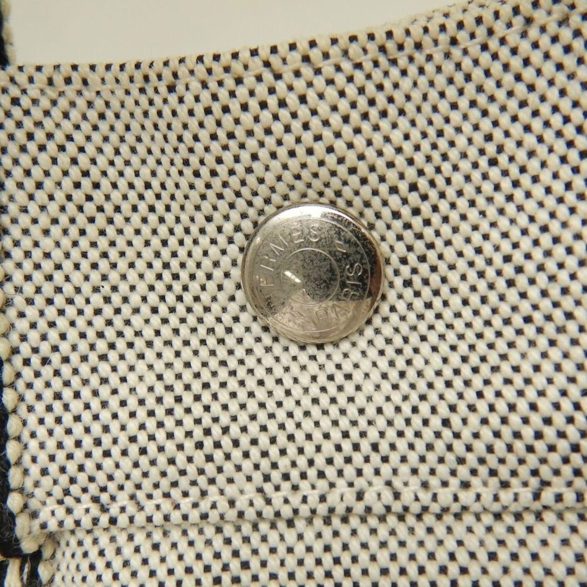 Hermes Black Gray Canvas Tote Bag (Pre-Owned)