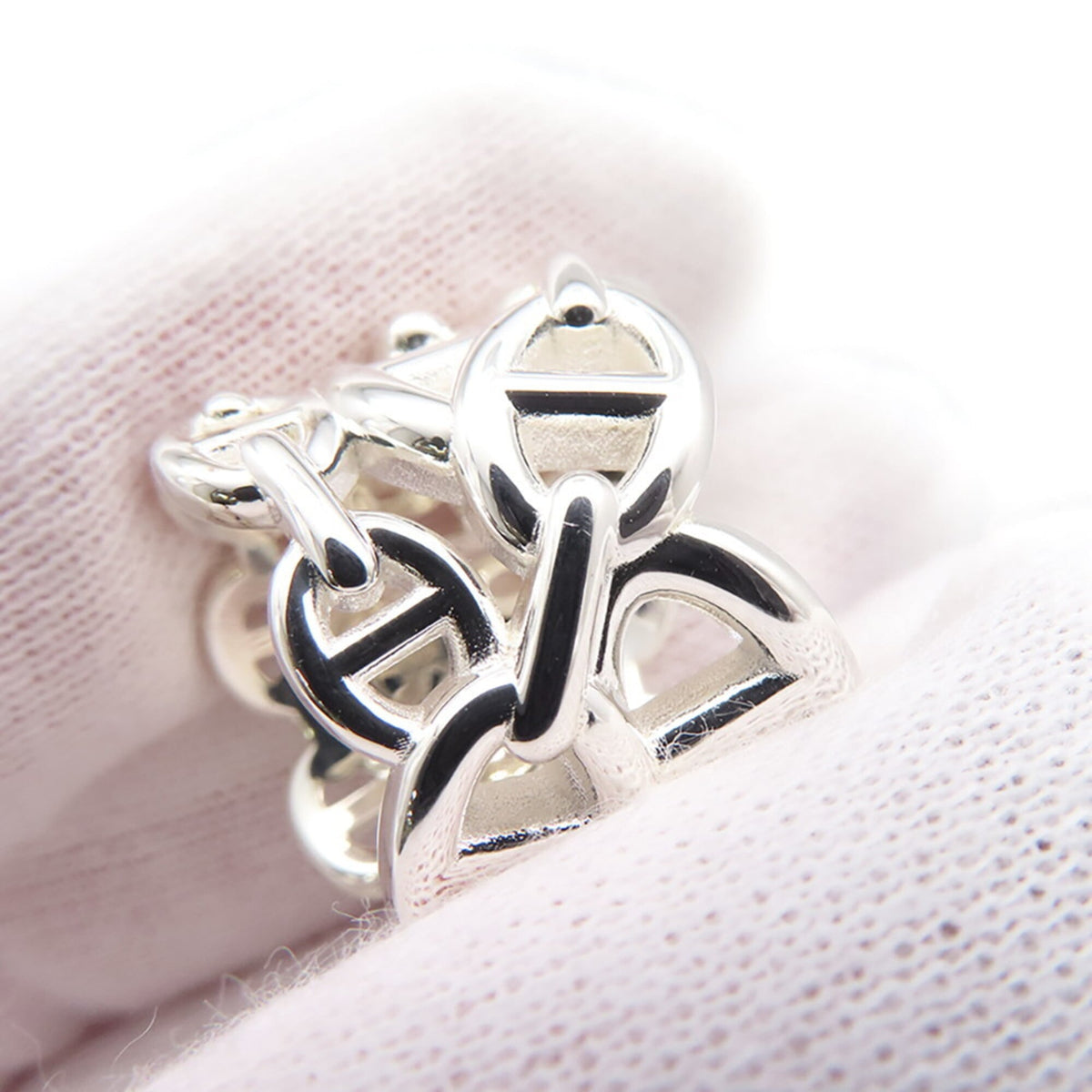 Hermes Silver 925 Band Ring (Pre-Owned)