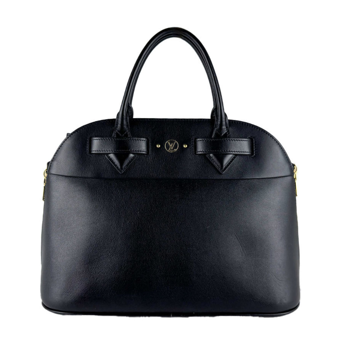 Louis Vuitton Noir Leather Handbag Shoulder Bag (Pre-Owned)