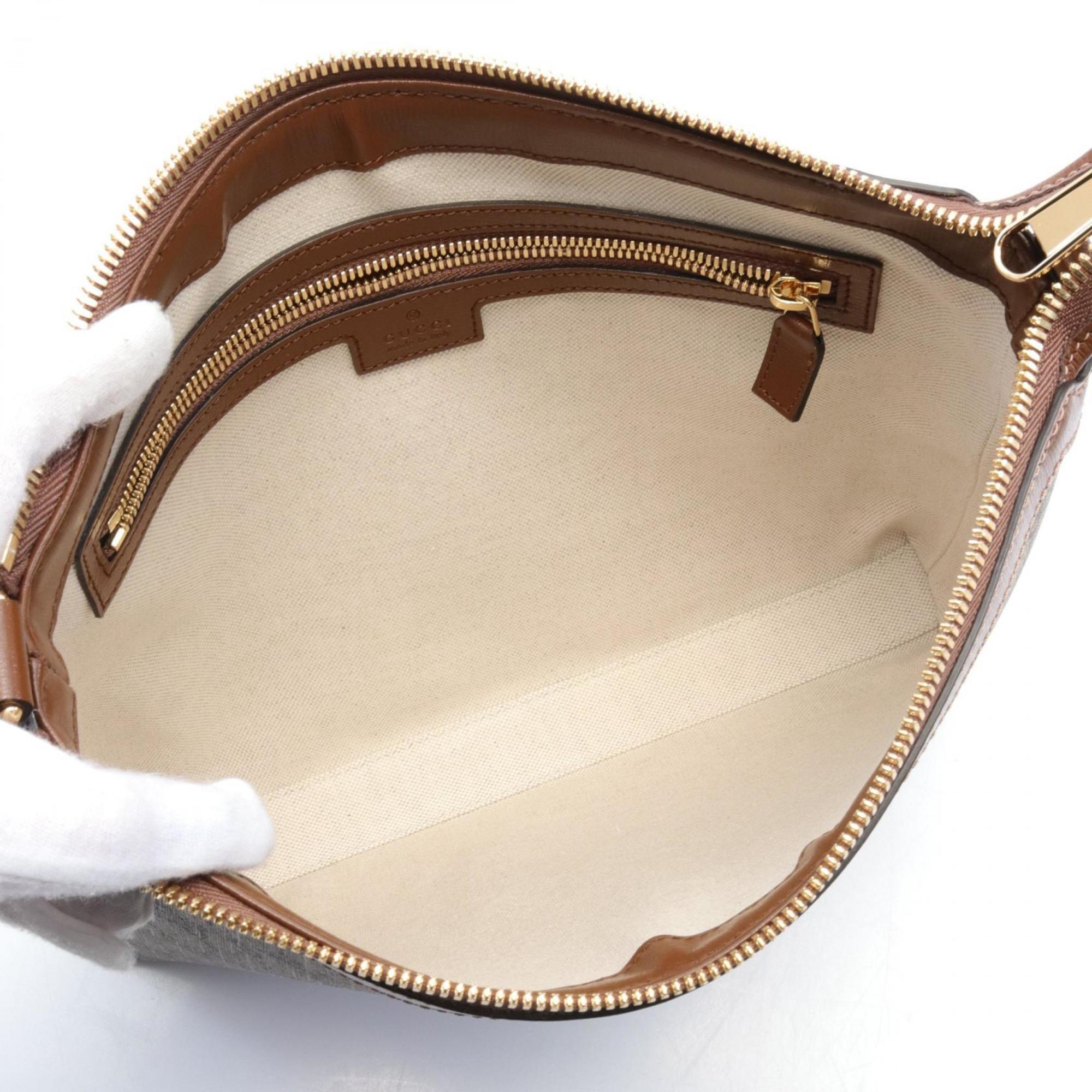 Gucci Beige Brown Pvc Leather Messenger Bag Shoulder Bag