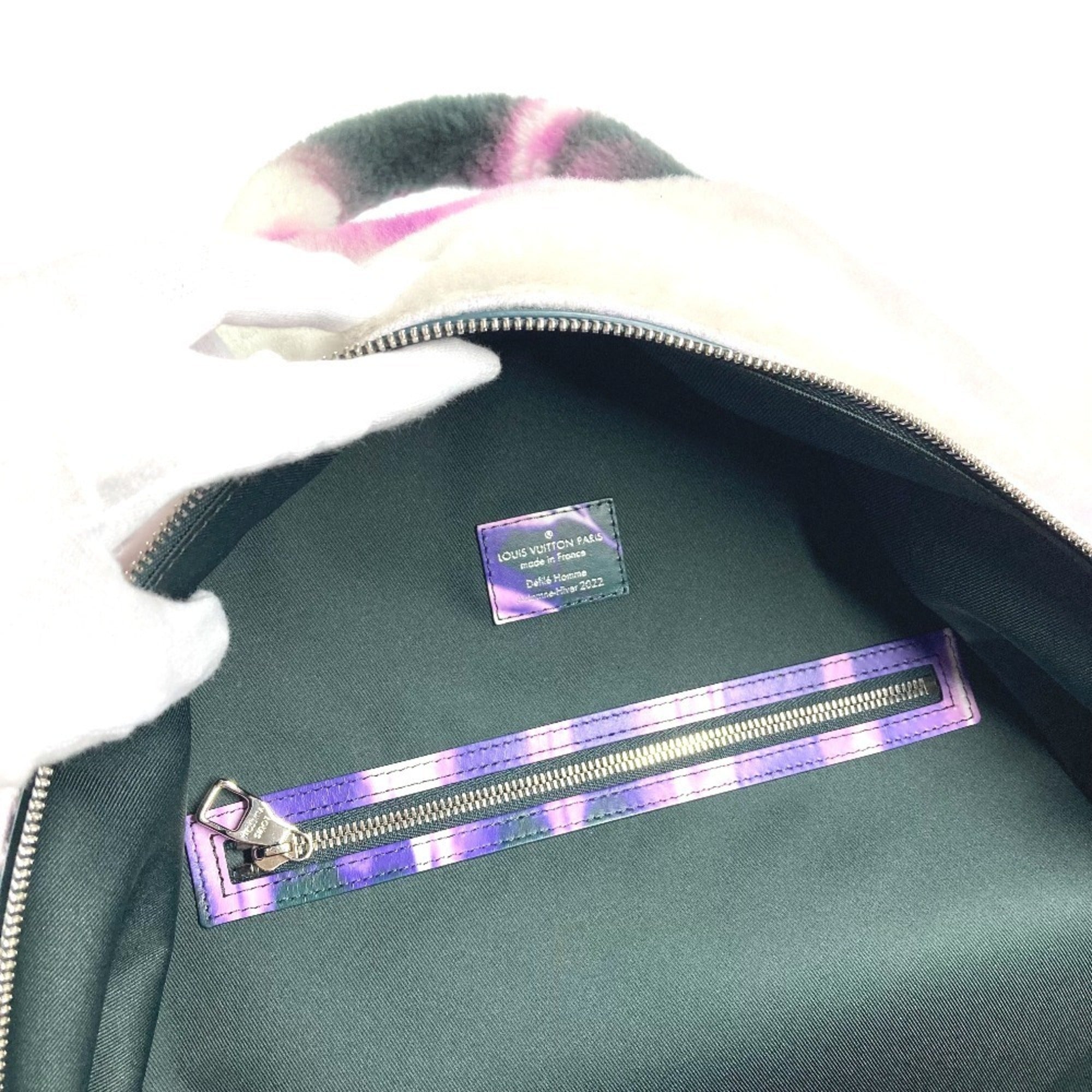 Louis Vuitton Black Purple White Fur Leather Backpack (Pre-Owned)