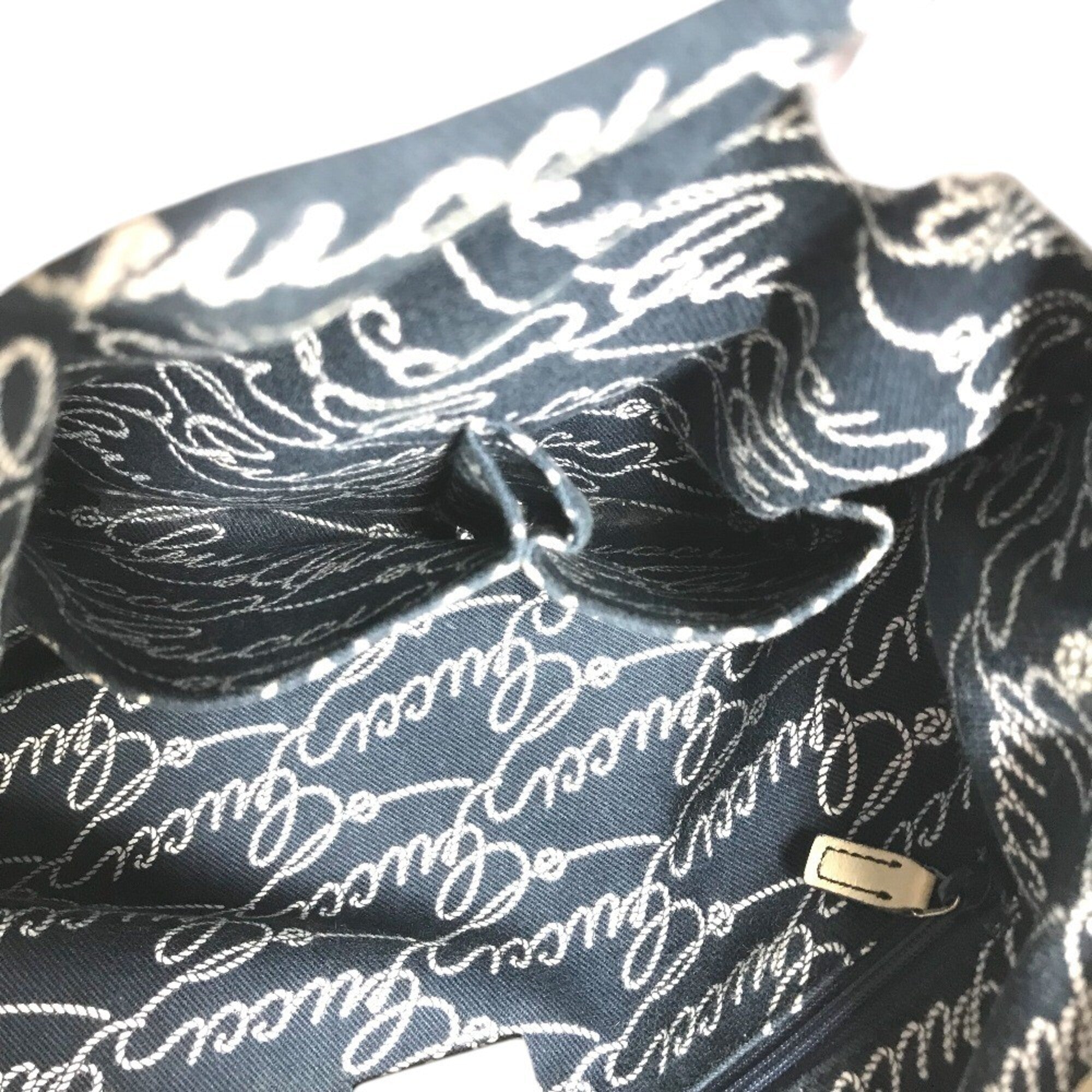 Gucci Gg Canvas Navy White Leather Canvas Handbag Shoulder Bag Tote Bag (Pre-Owned)