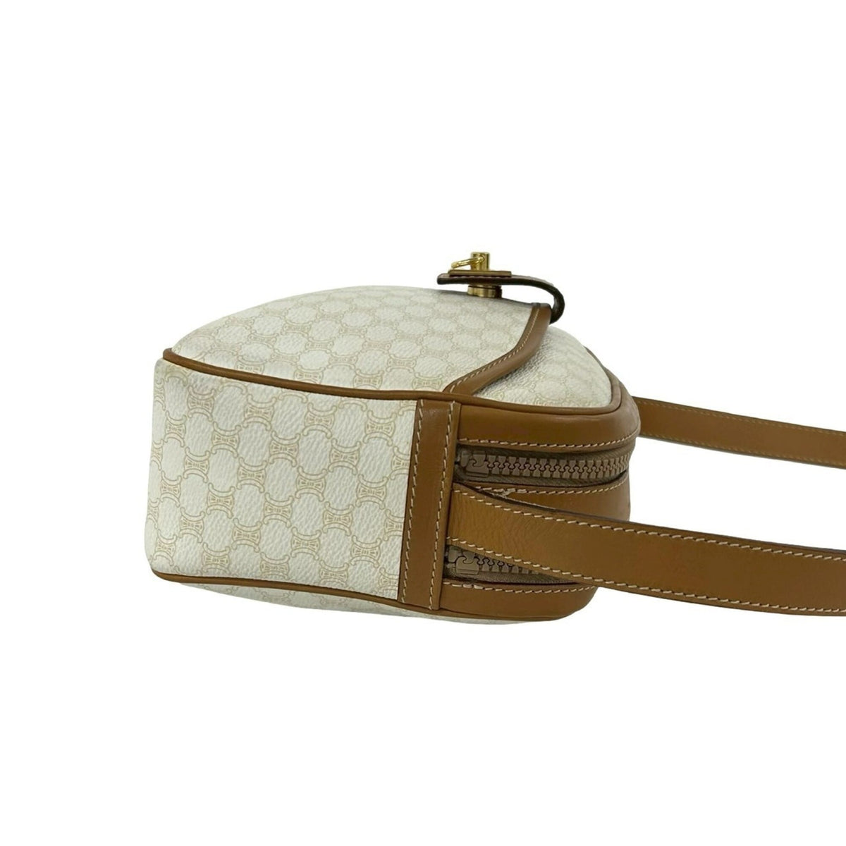 Celine Brown White Pvc Leather Pochette Shoulder Bag (Pre-Owned)