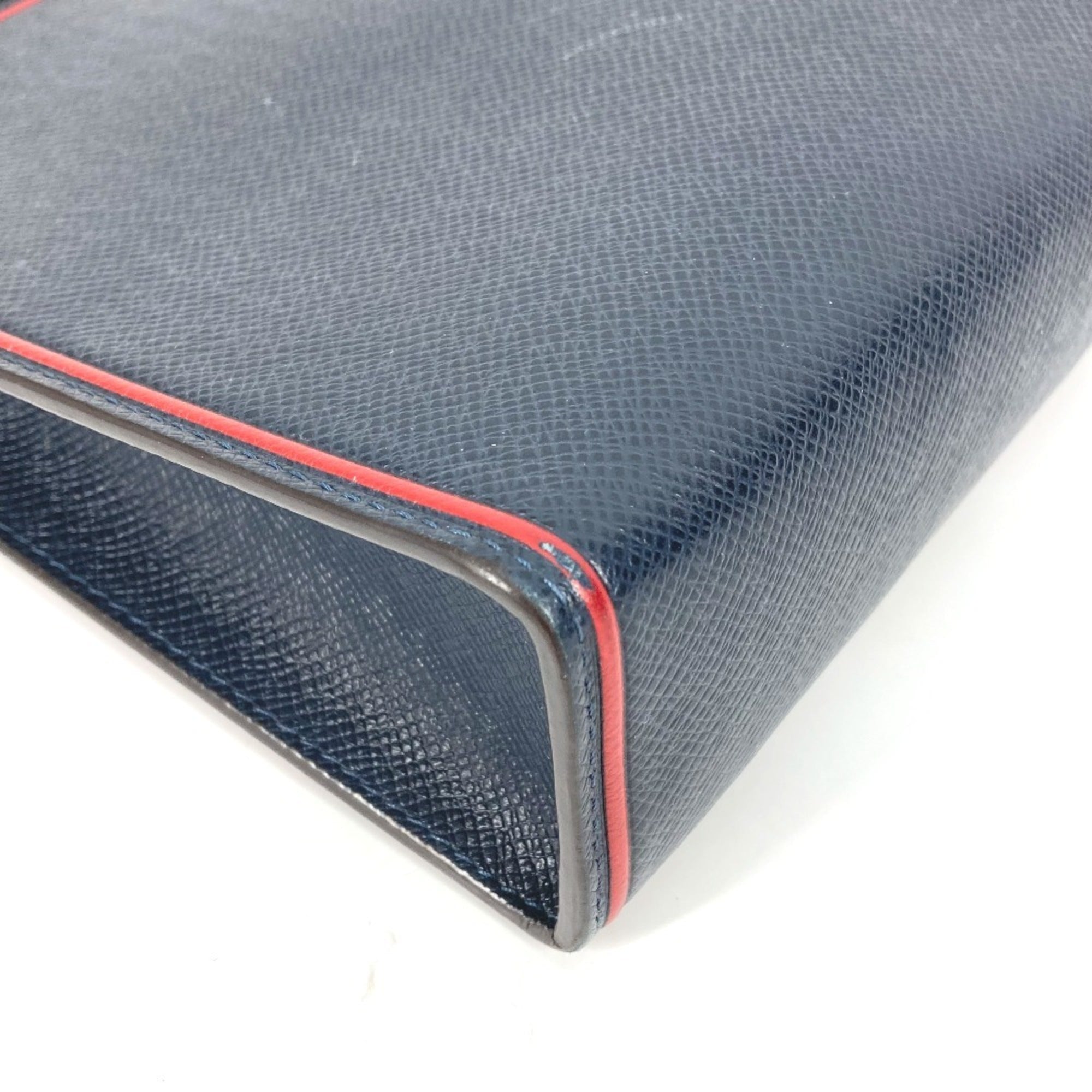 Louis Vuitton Bicolor Navy Navy Blue Red Color Taiga Leather Pochette Pouch (Pre-Owned)