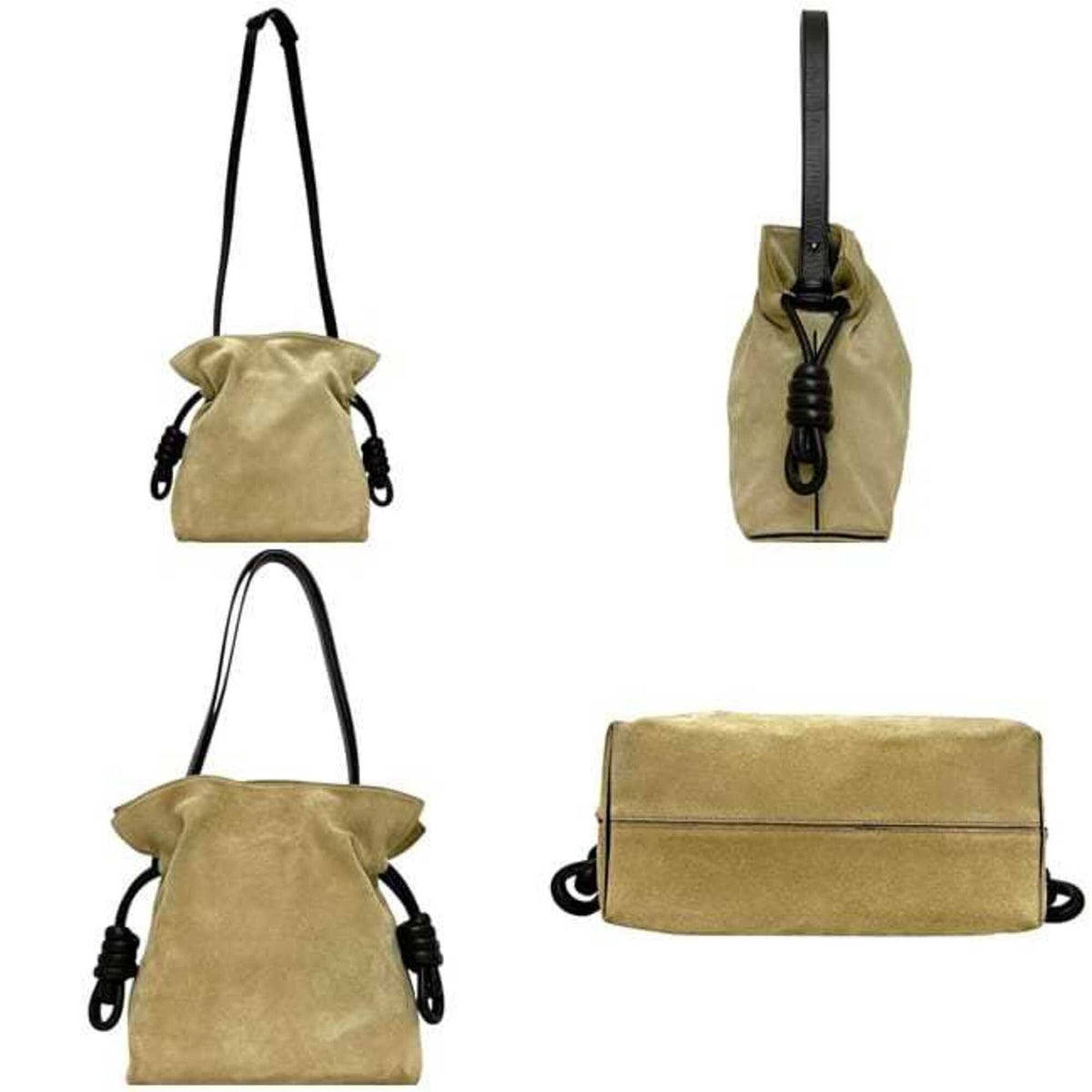 Loewe Beige Dark Brown Suede Leather Shoulder Bag (Pre-Owned)
