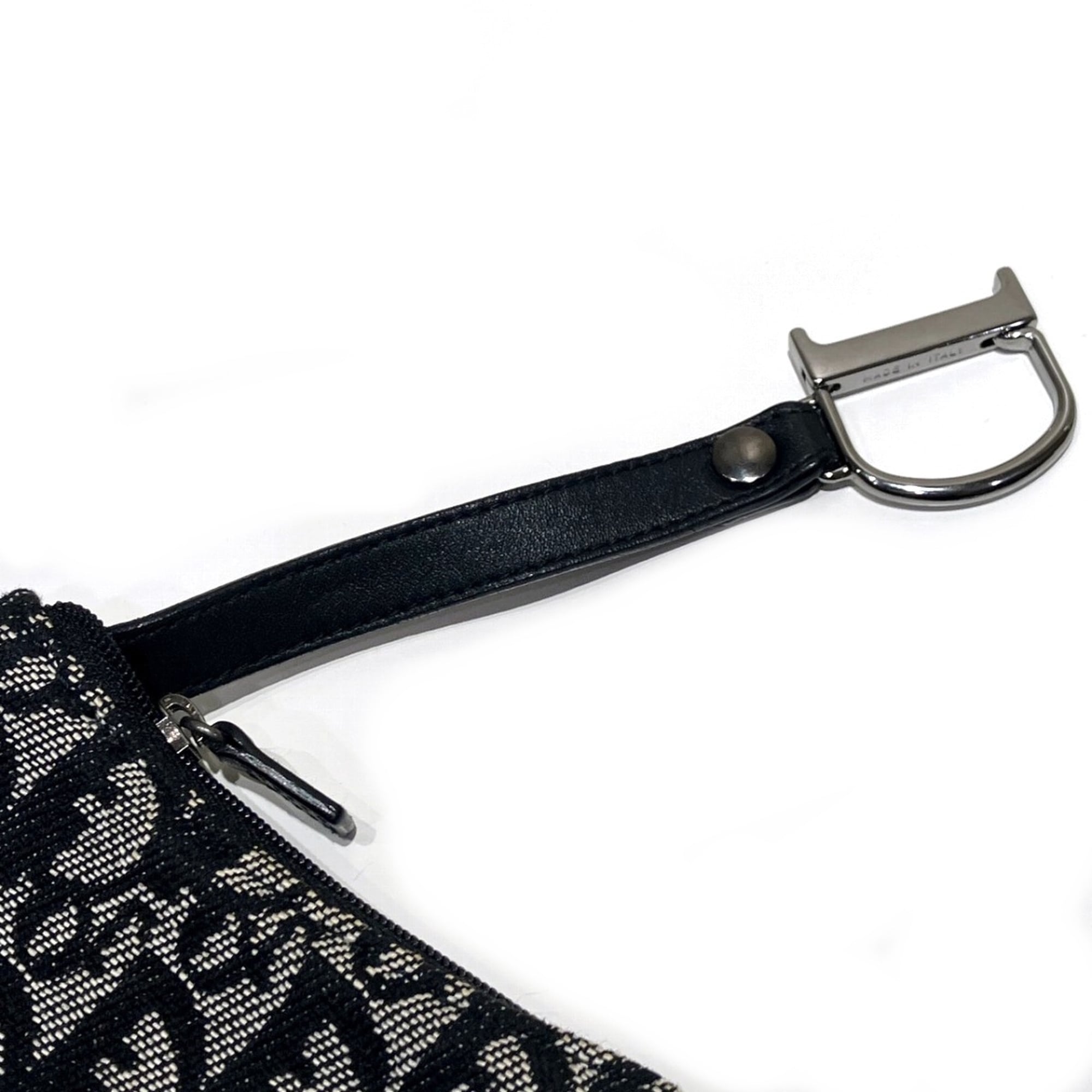 Christian Dior Black White Canvas Leather Coin Purse/Coin Case (Pre-Owned)