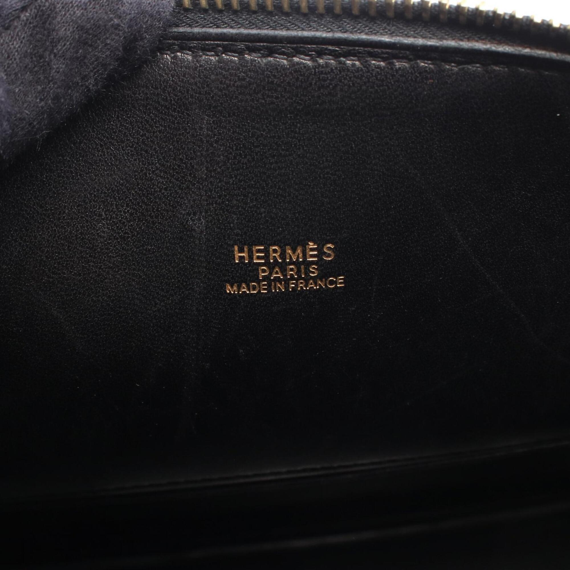 Hermes Black Box Calf Leather Leather Handbag (Pre-Owned)