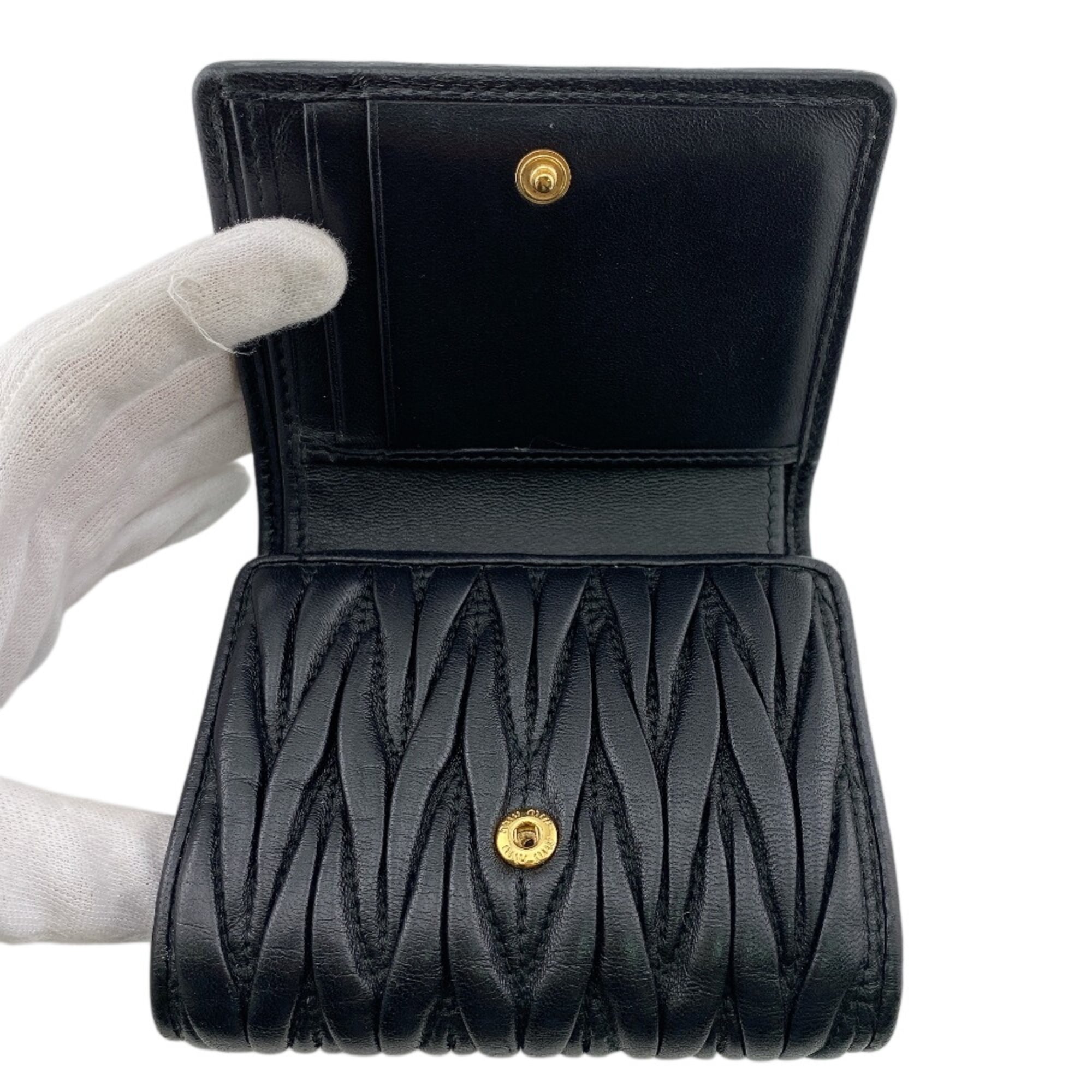 Miu Miu Black Leather Wallet (Tri-Fold) (Pre-Owned)