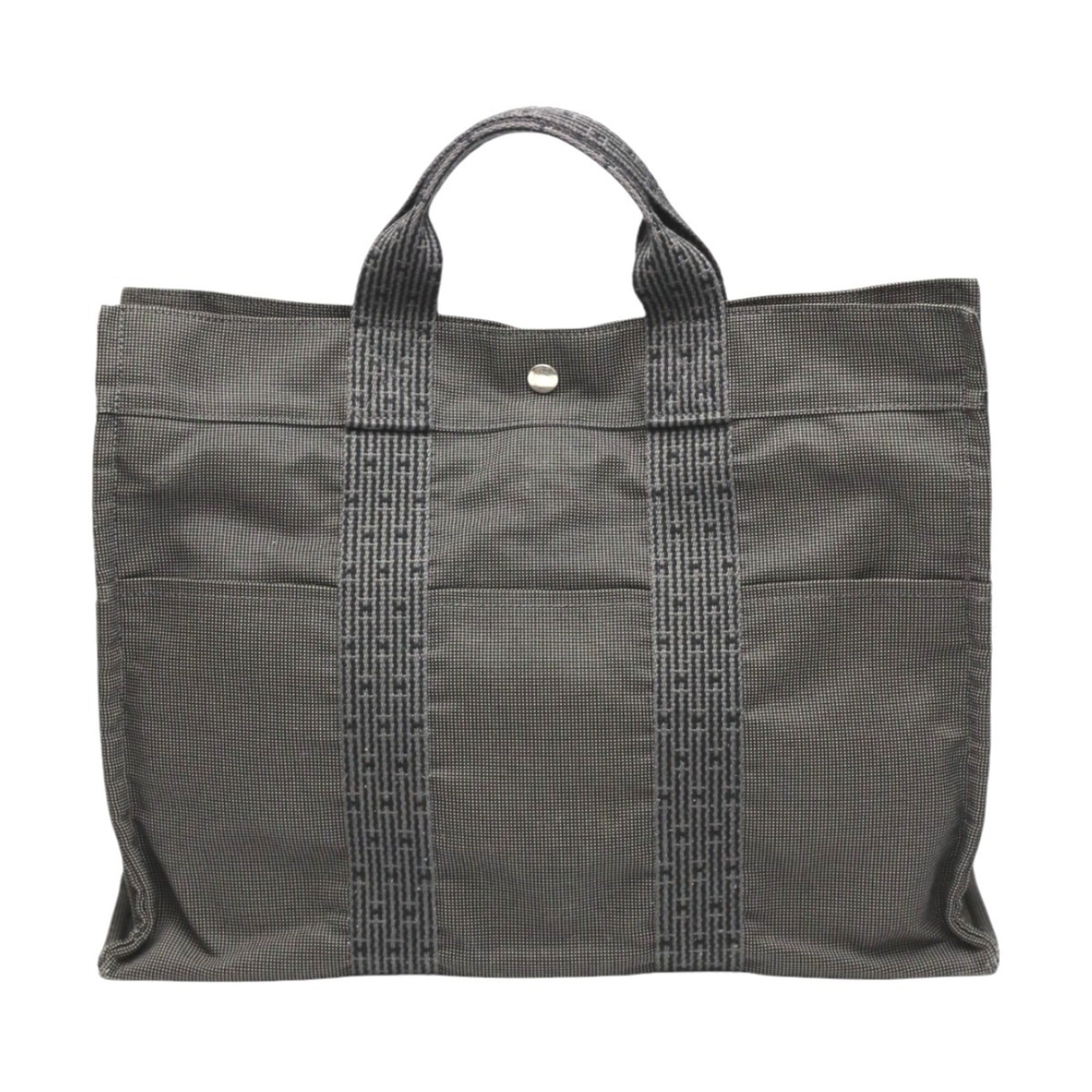 Hermes Her Line Gray Canvas Tote Bag (Pre-Owned)