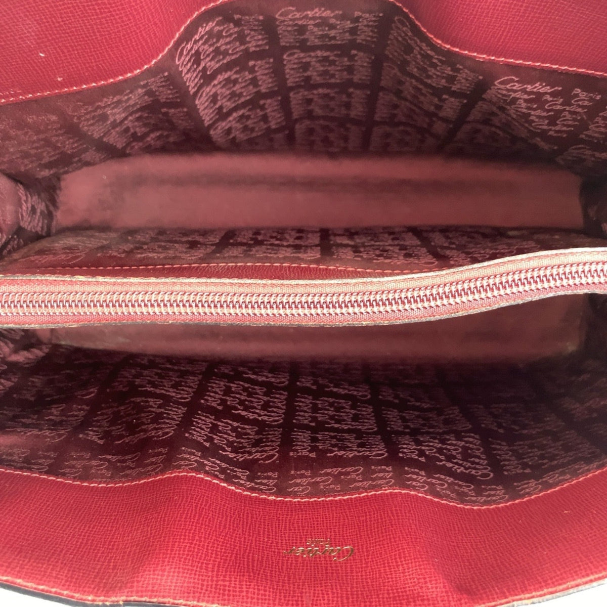 Cartier Bordeaux Wine Red Leather Shoulder Bag (Pre-Owned)