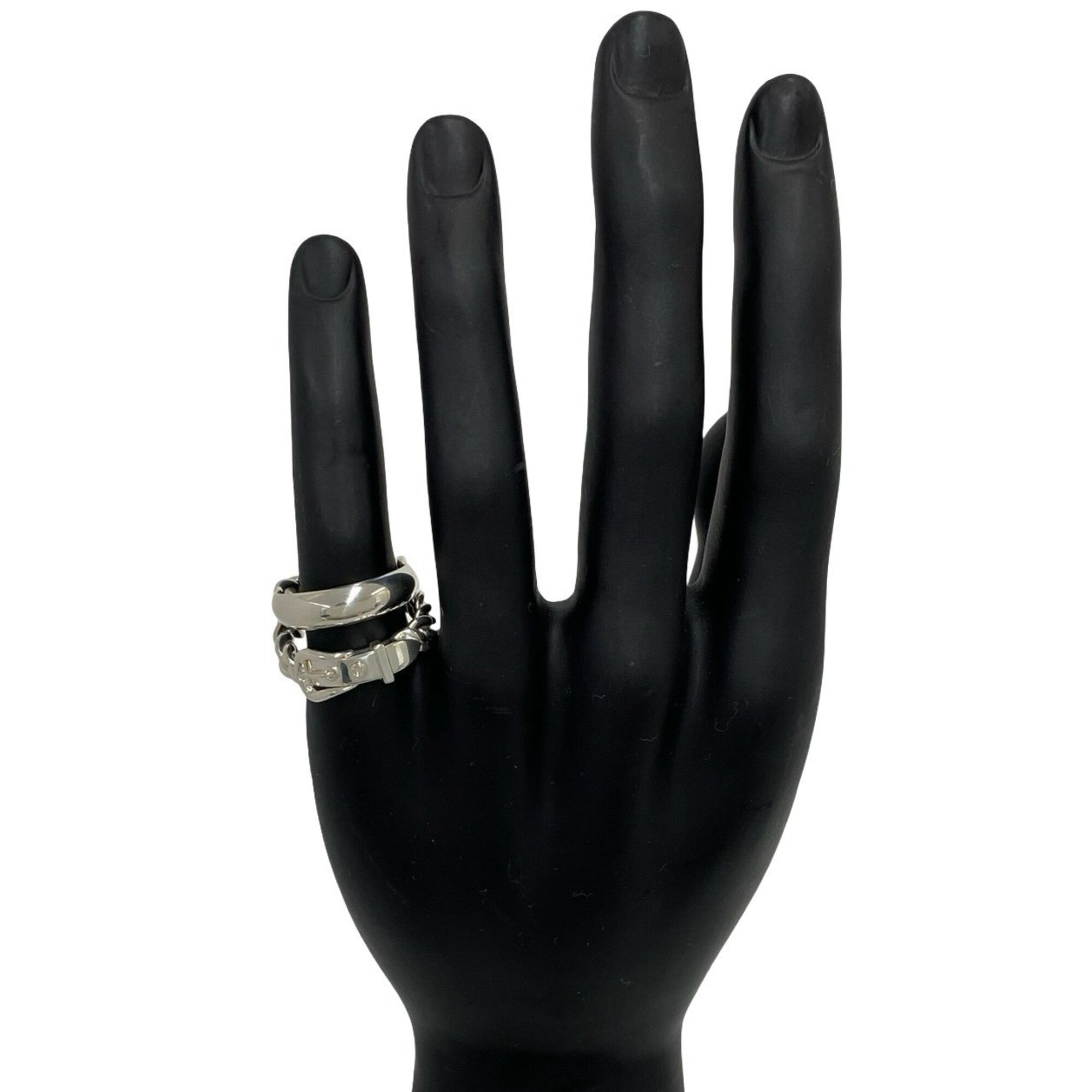 Hermes Silver Silver 925 Band Ring (Pre-Owned)