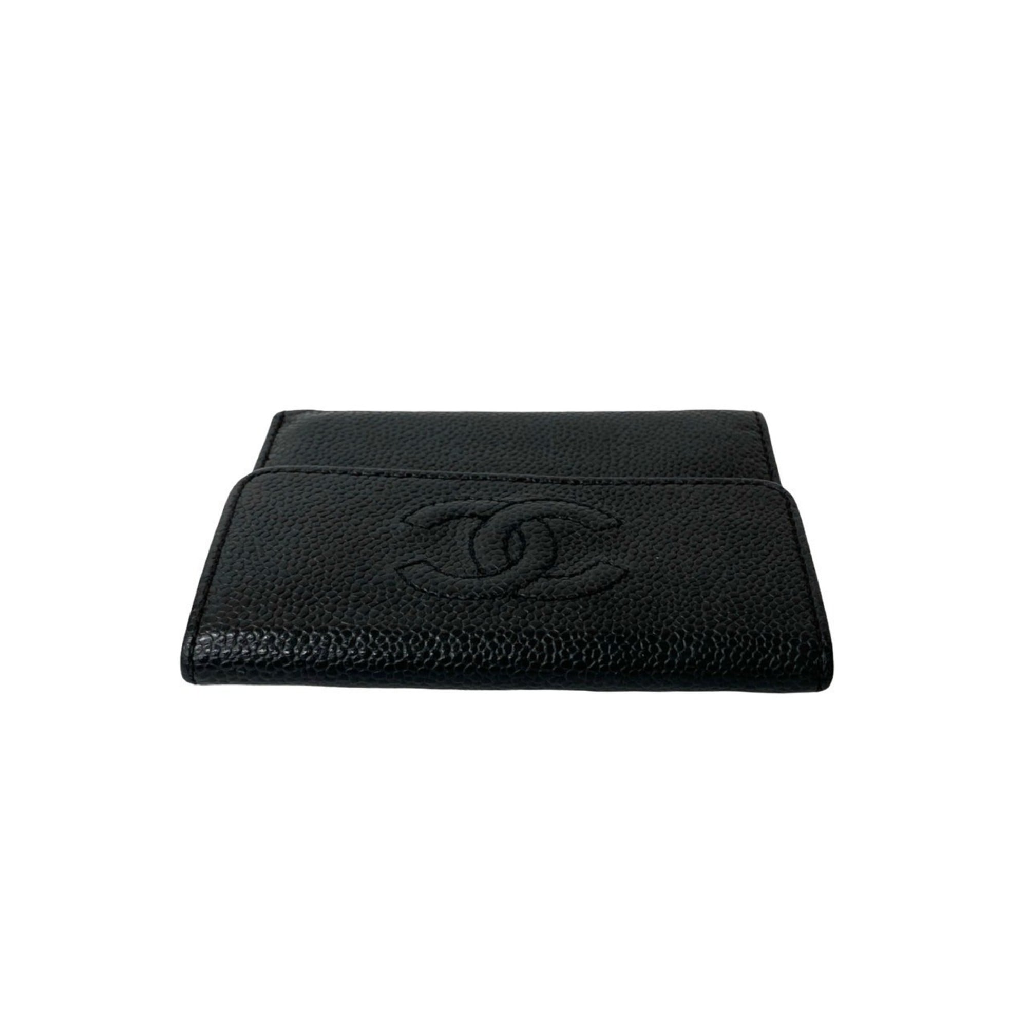 Chanel Black Grained Calfskin Wallet (Tri-Fold) (Pre-Owned)