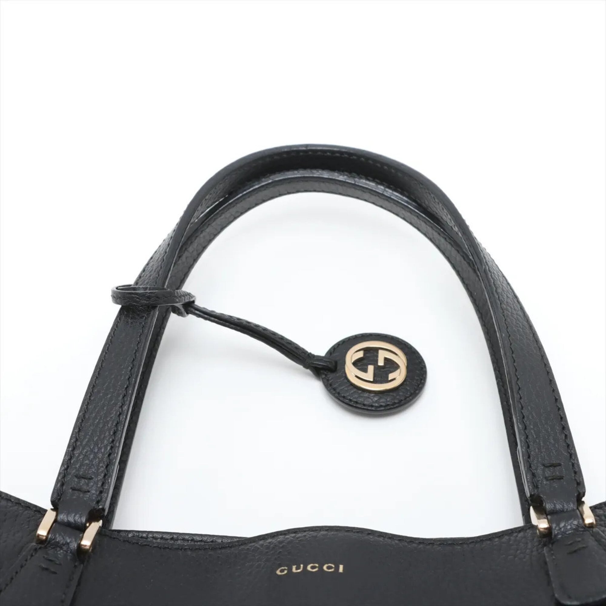 Gucci Black Leather Handbag Shoulder Bag Tote Bag (Pre-Owned)