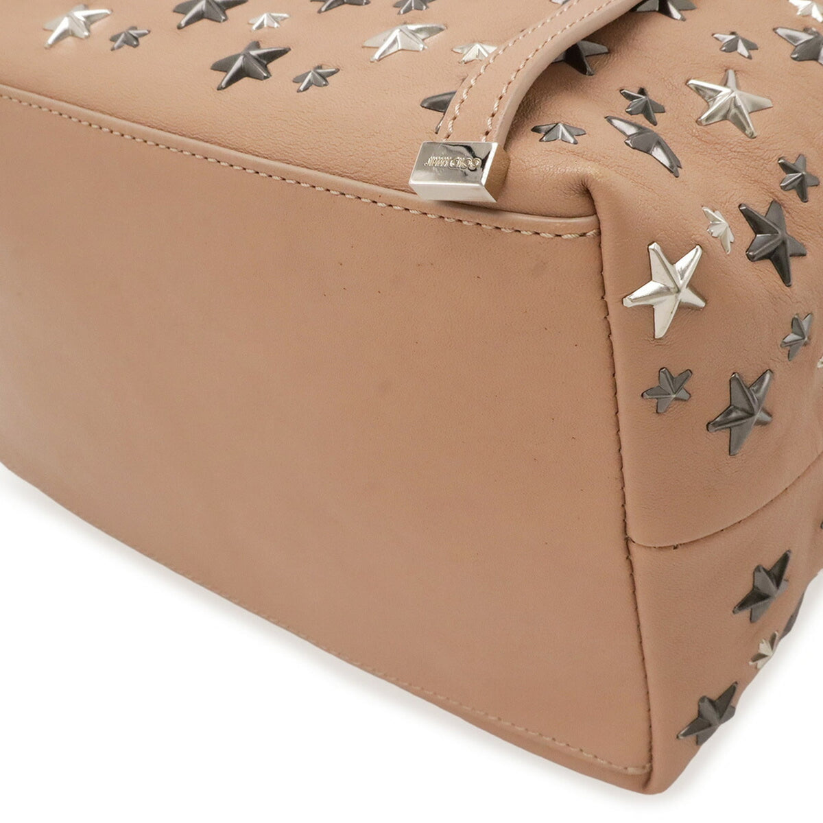 Jimmy Choo Pink Beige Leather Shoulder Bag Tote Bag (Pre-Owned)