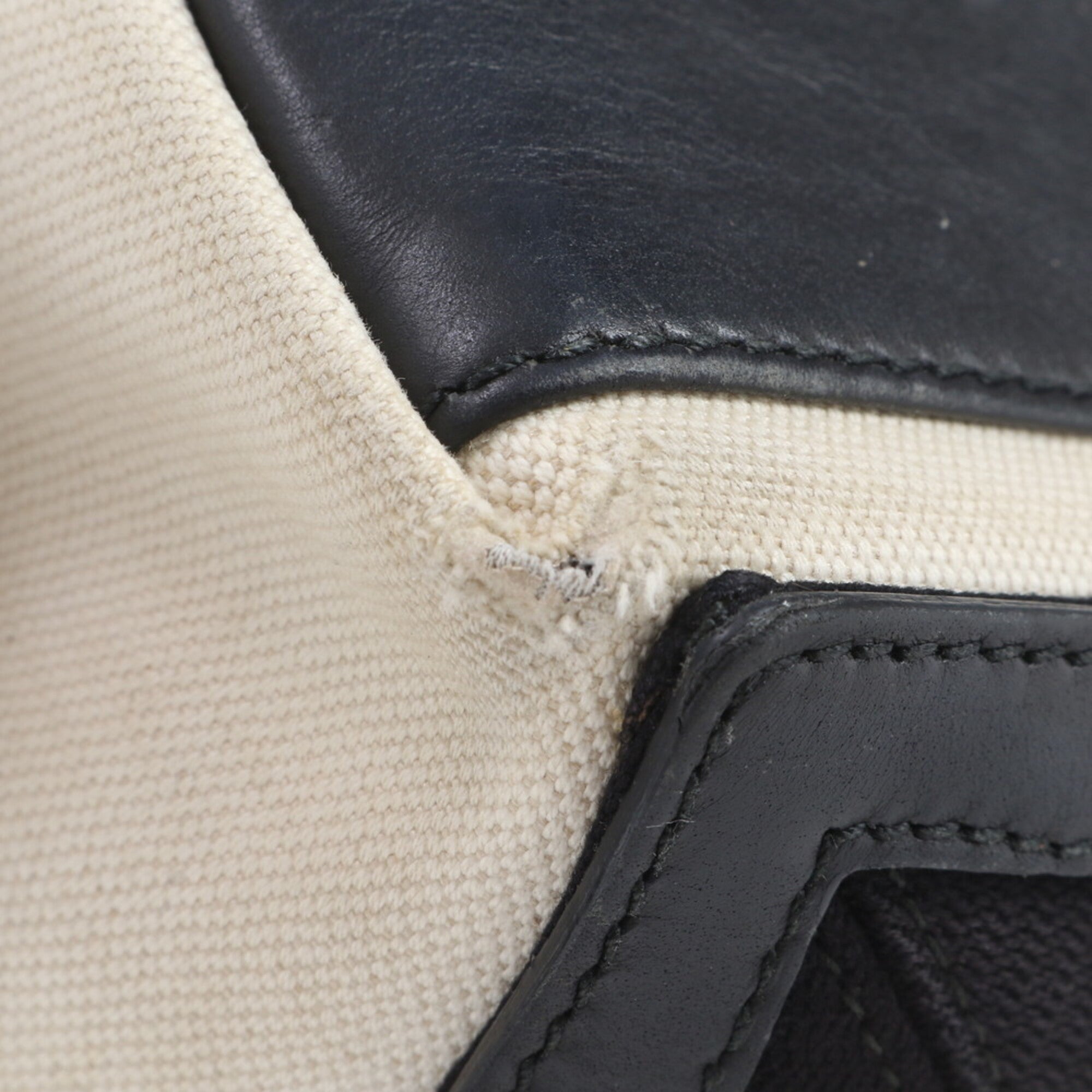 Balenciaga Beige Black Canvas Leather Handbag Pouch Tote Bag (Pre-Owned)