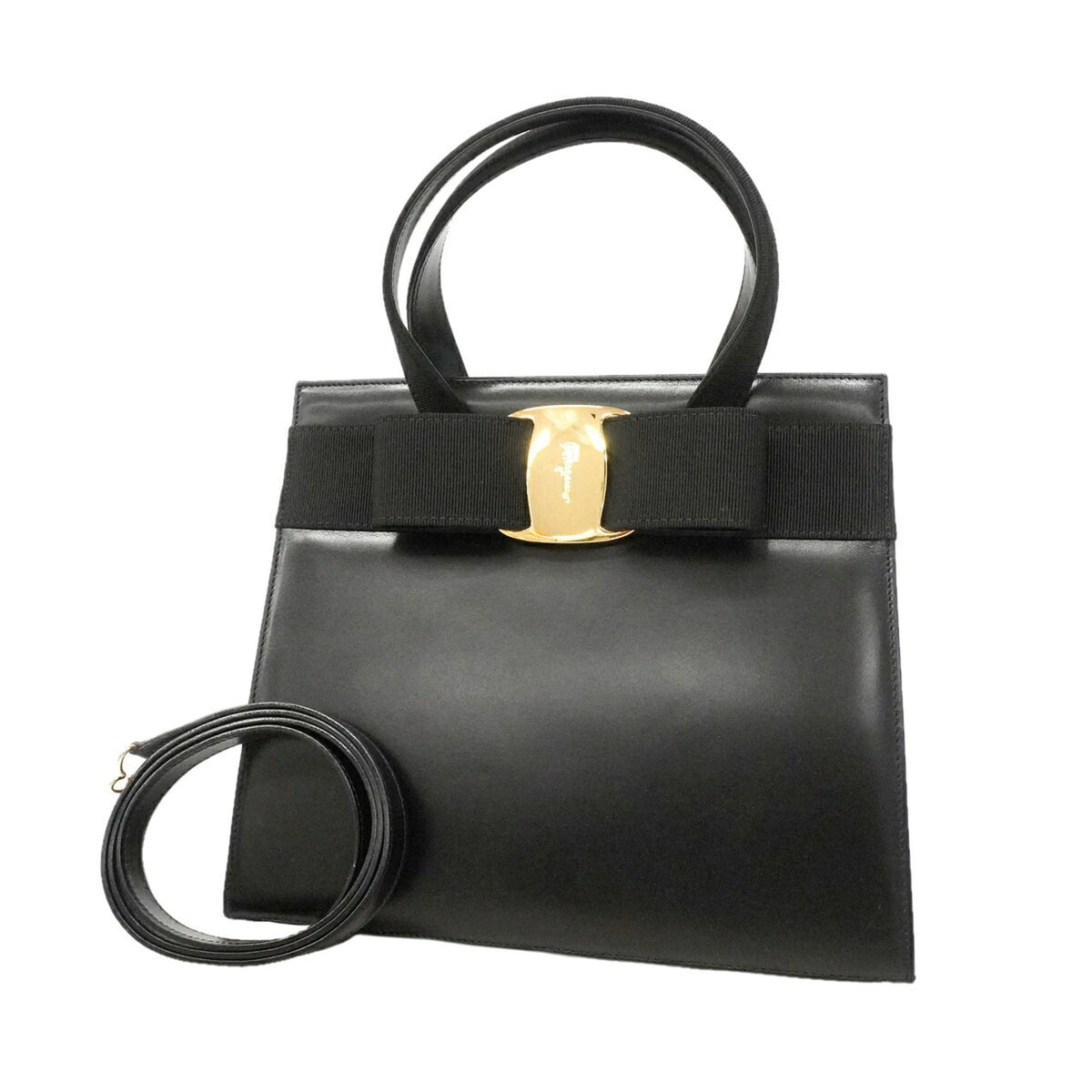Salvatore Ferragamo Black Leather Handbag (Pre-Owned)