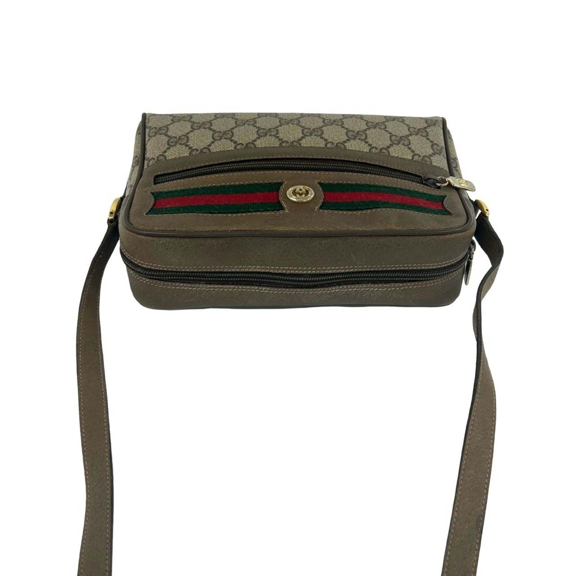 Gucci Brown Green Red Color Leather Pvc Pochette Shoulder Bag (Pre-Owned)