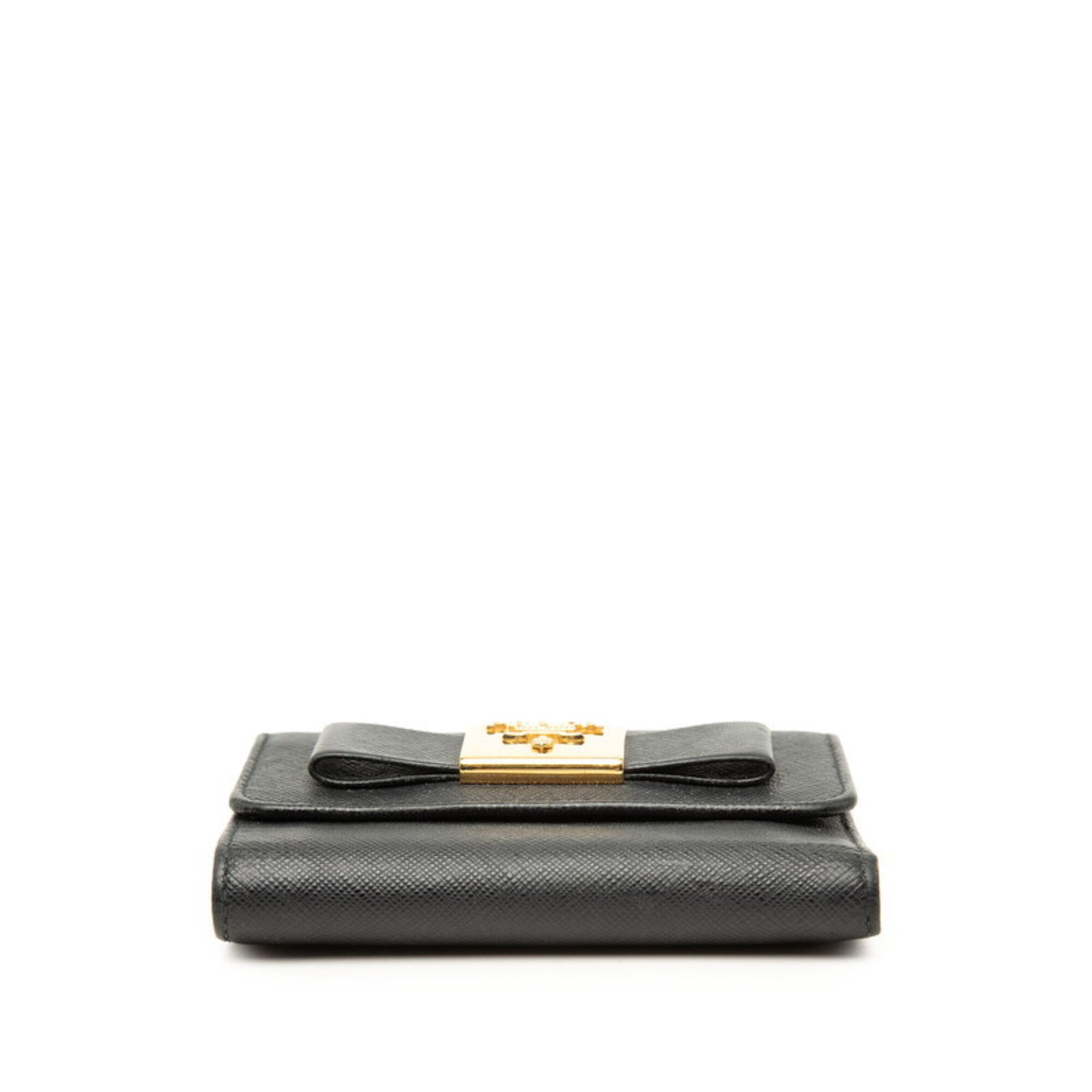 Prada Black Leather Wallet (Tri-Fold) (Pre-Owned)