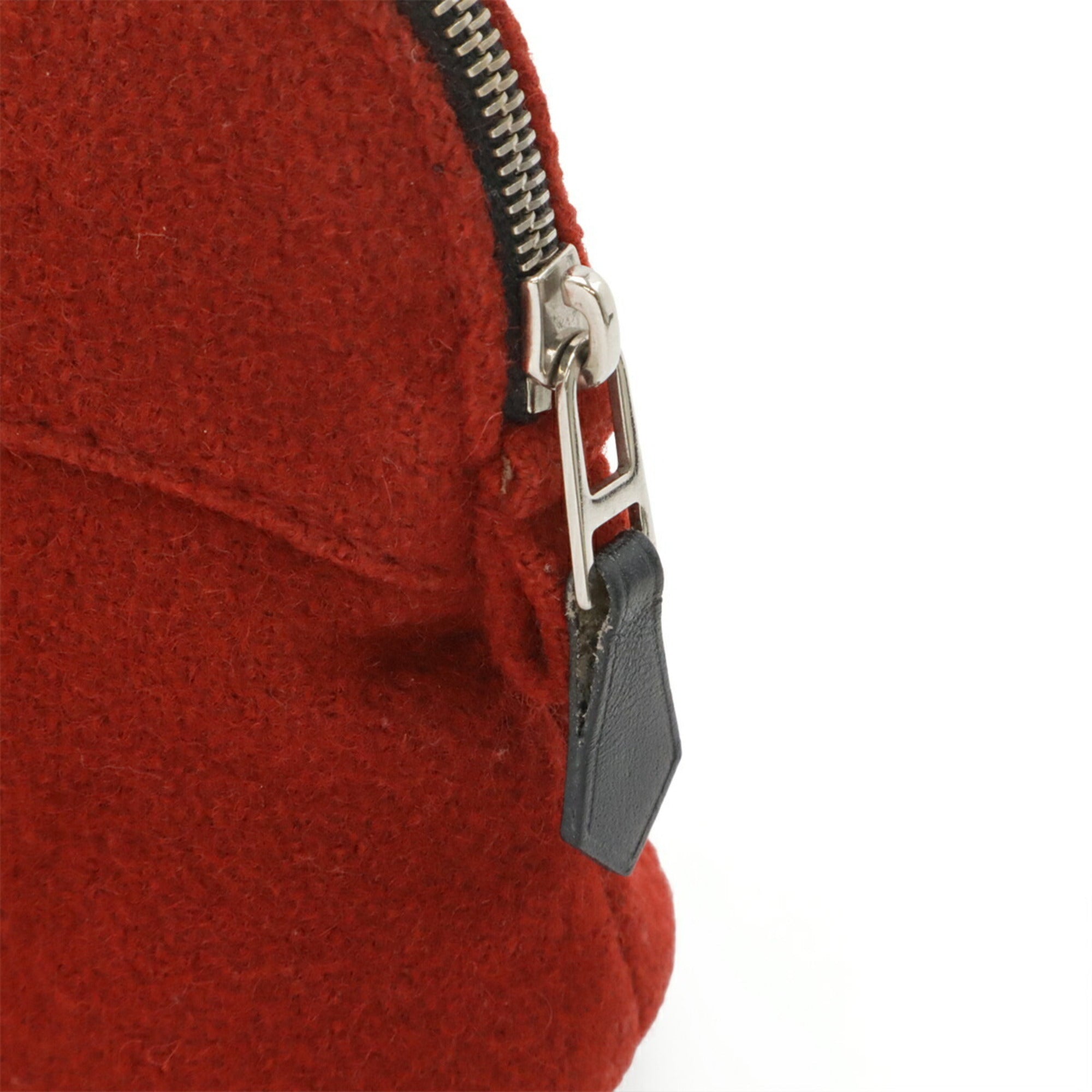 Hermes Black Red Color Felt Handbag Pouch (Pre-Owned)