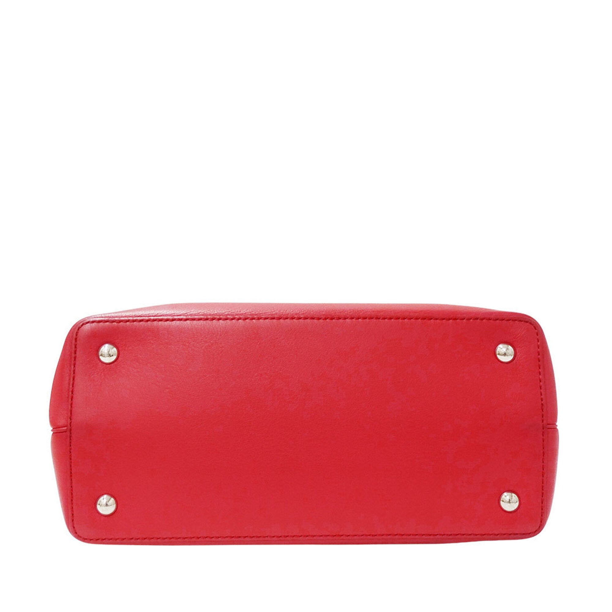Fendi Red Color Leather Handbag Shoulder Bag (Pre-Owned)