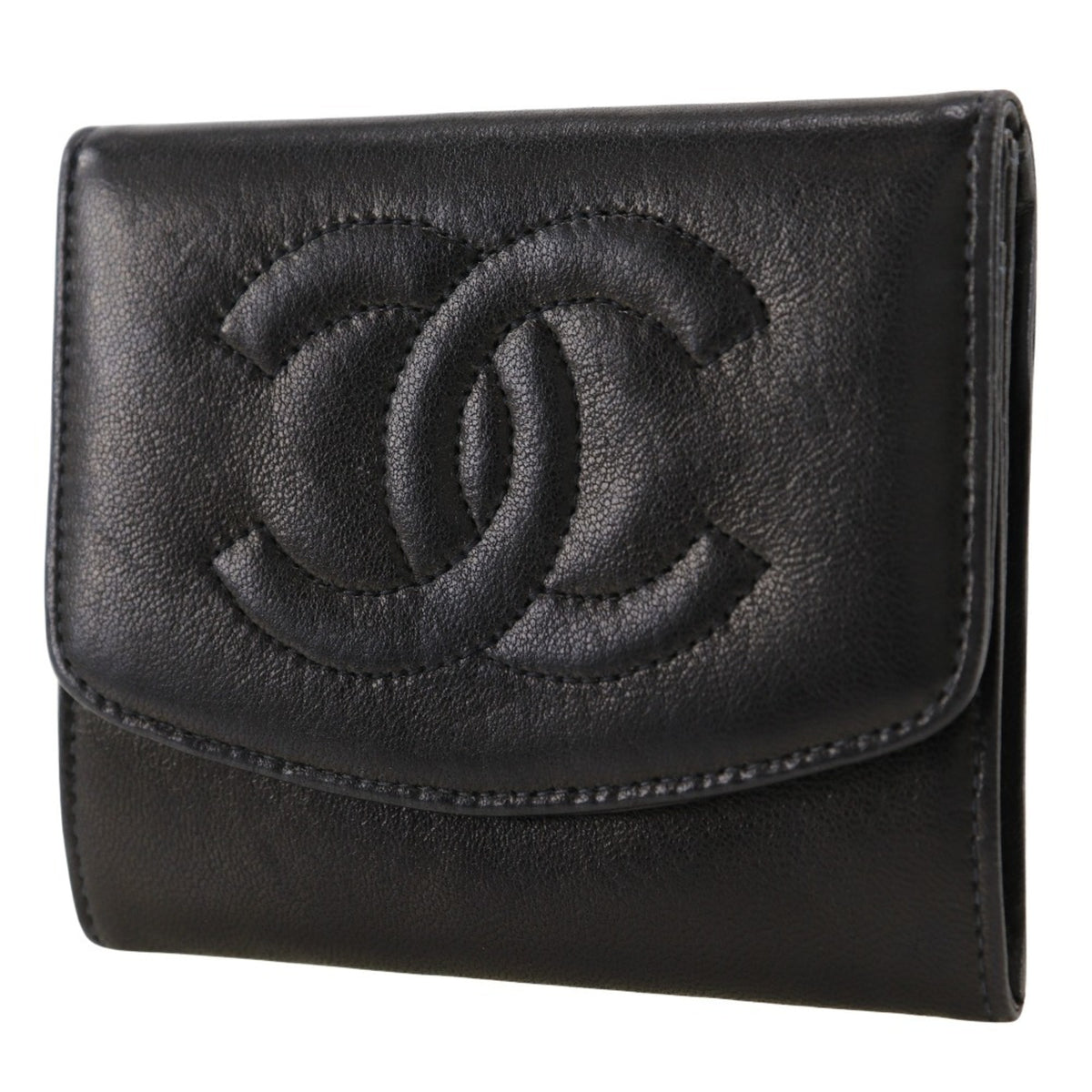 Chanel Black Leather Coin Purse/Coin Case (Pre-Owned)