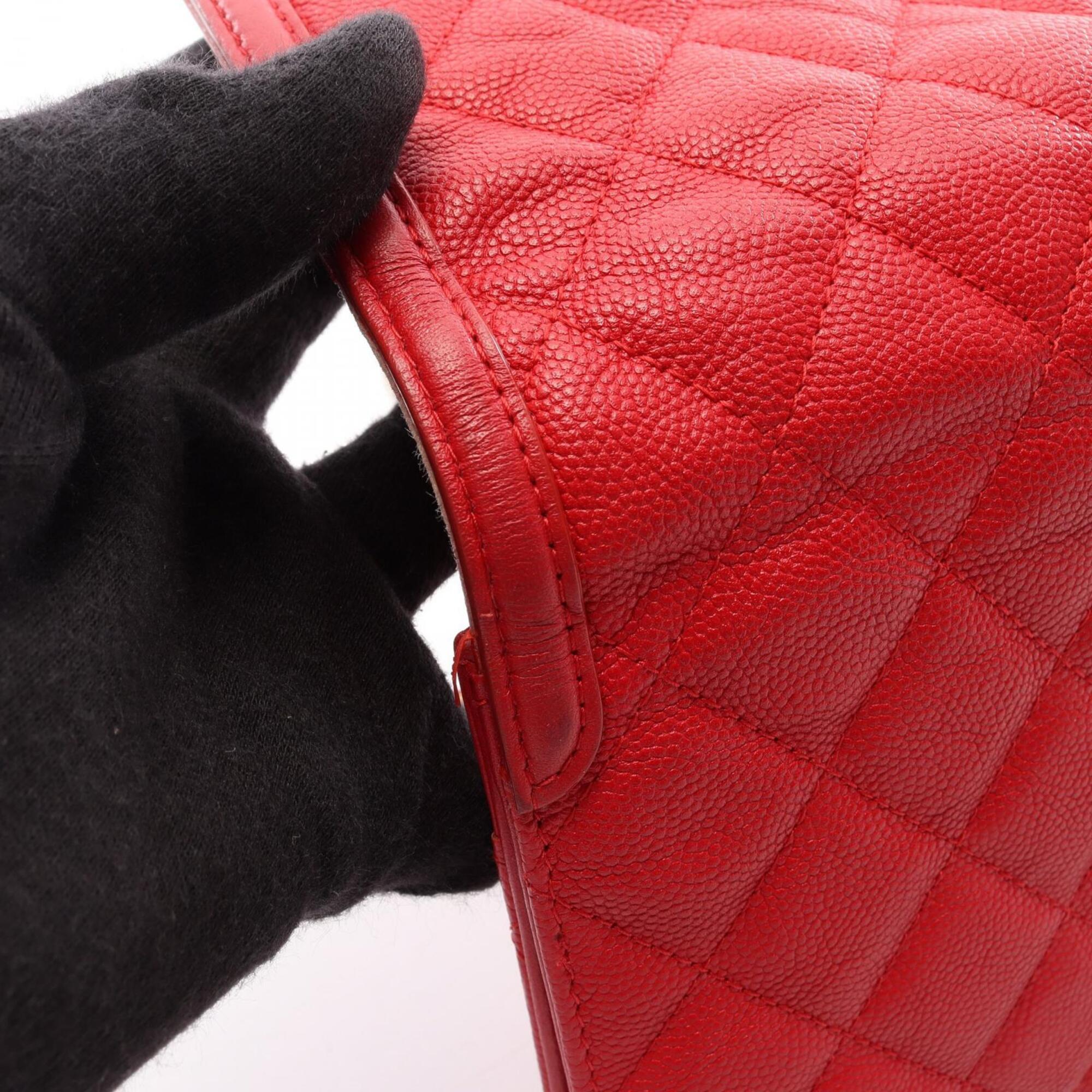 Chanel Red Color Grained Calfskin Handbag Shoulder Bag (Pre-Owned)