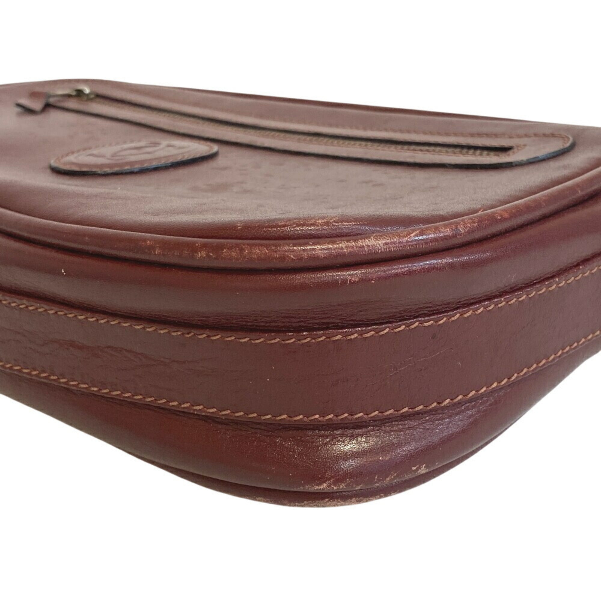 Cartier Bordeaux Red Color Leather Shoulder Bag (Pre-Owned)