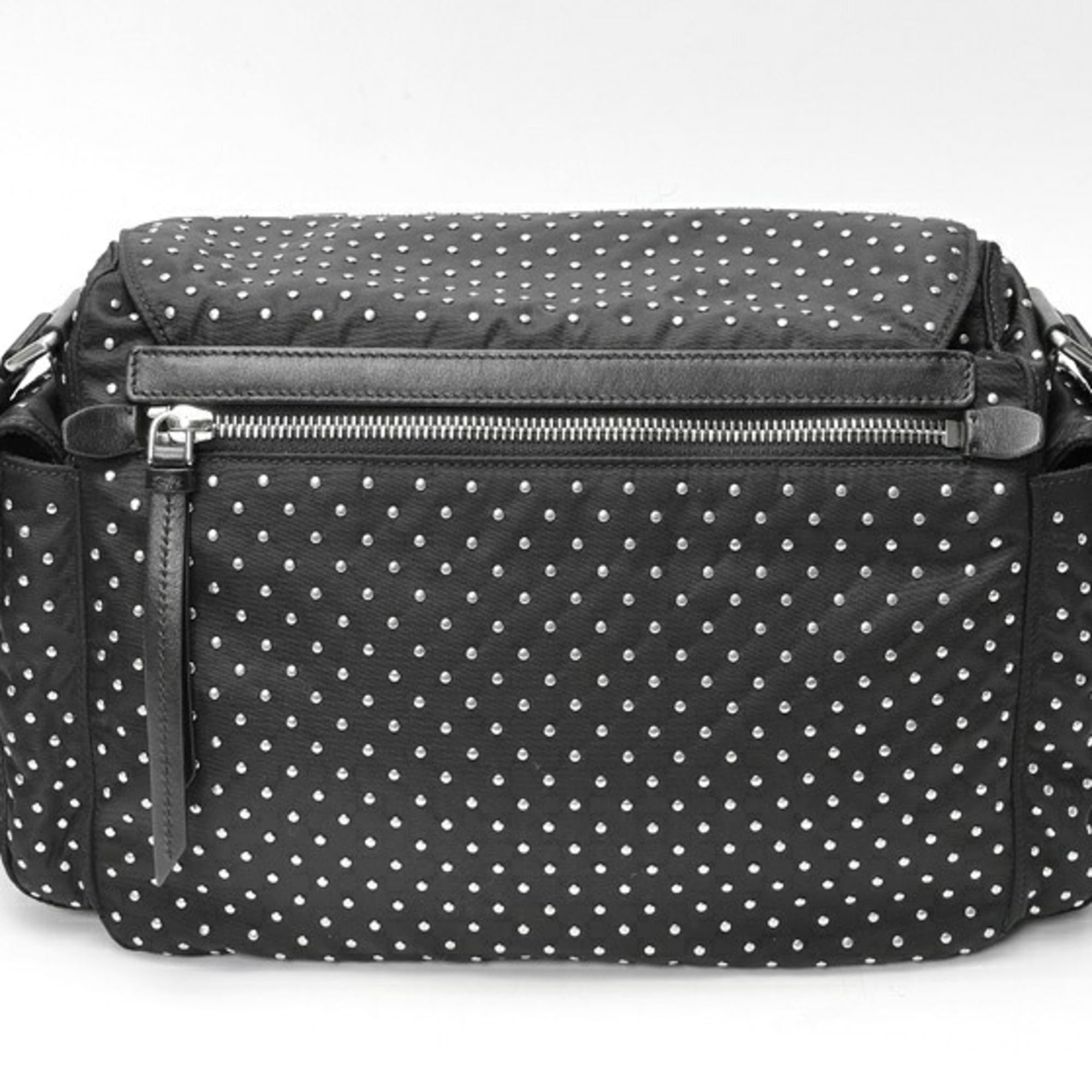 Prada Black Nylon Metal Leather Shoulder Bag (Pre-Owned)