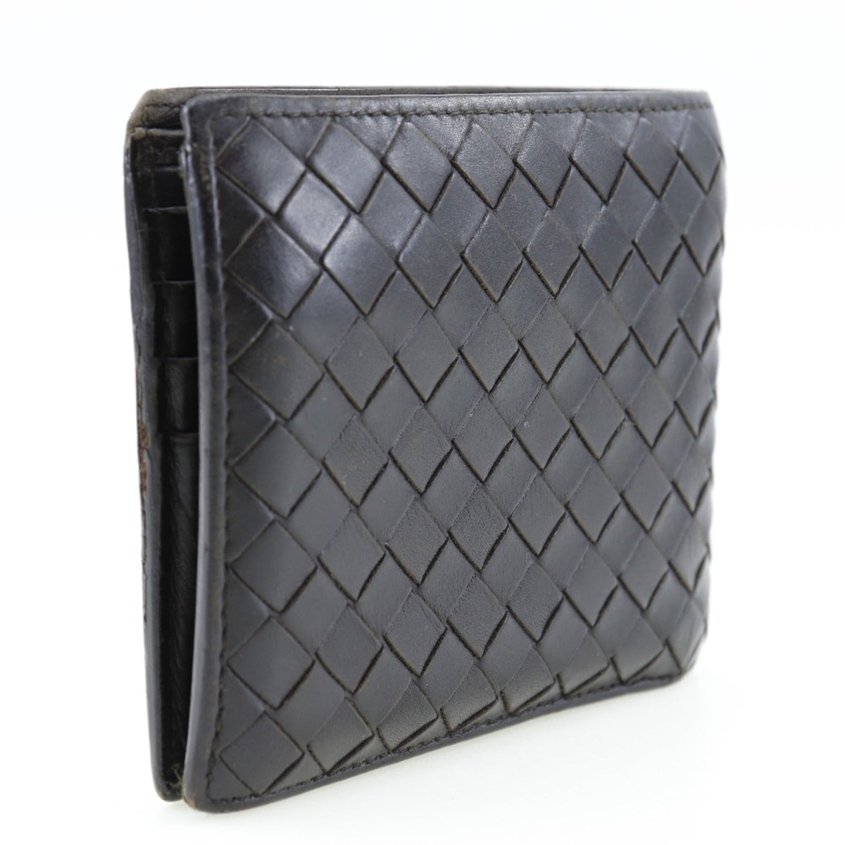 Bottega Veneta Intrecciato Dark Brown Leather Wallet (Bi-Fold) (Pre-Owned)