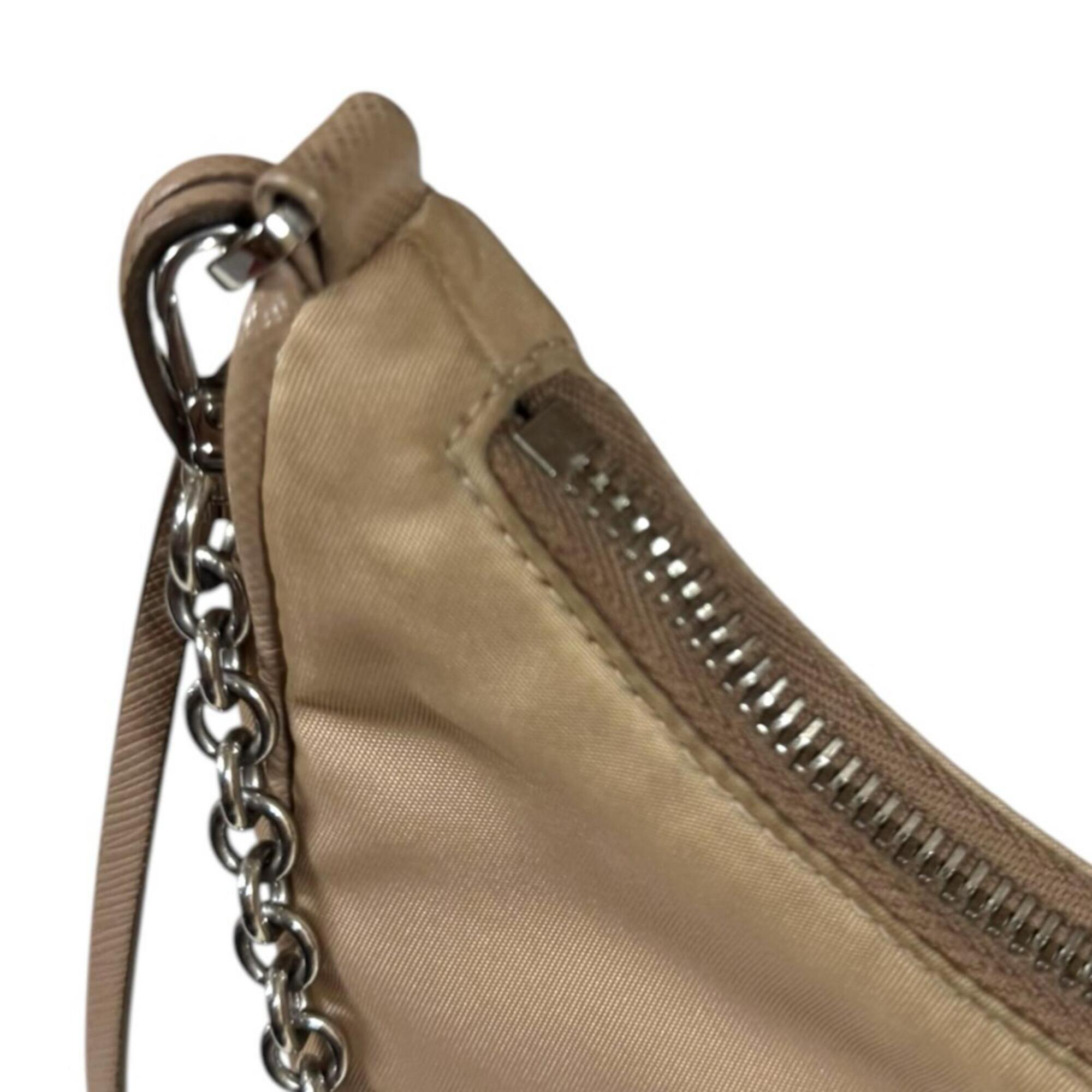 Prada Beige Nude Beige Nylon Shoulder Bag (Pre-Owned)