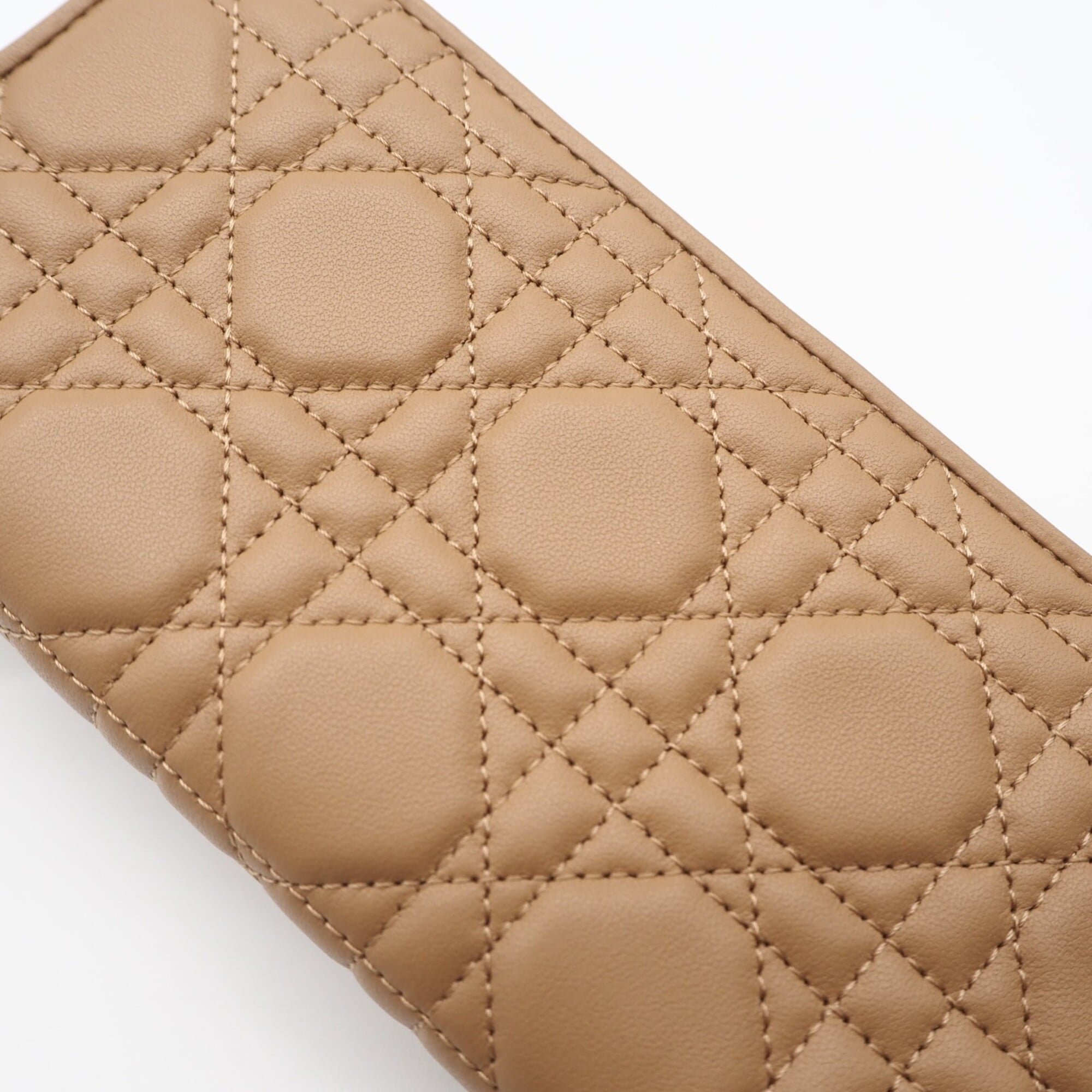 Christian Dior Lady Dior Beige Bow Coin Purse/Coin Case (Pre-Owned)