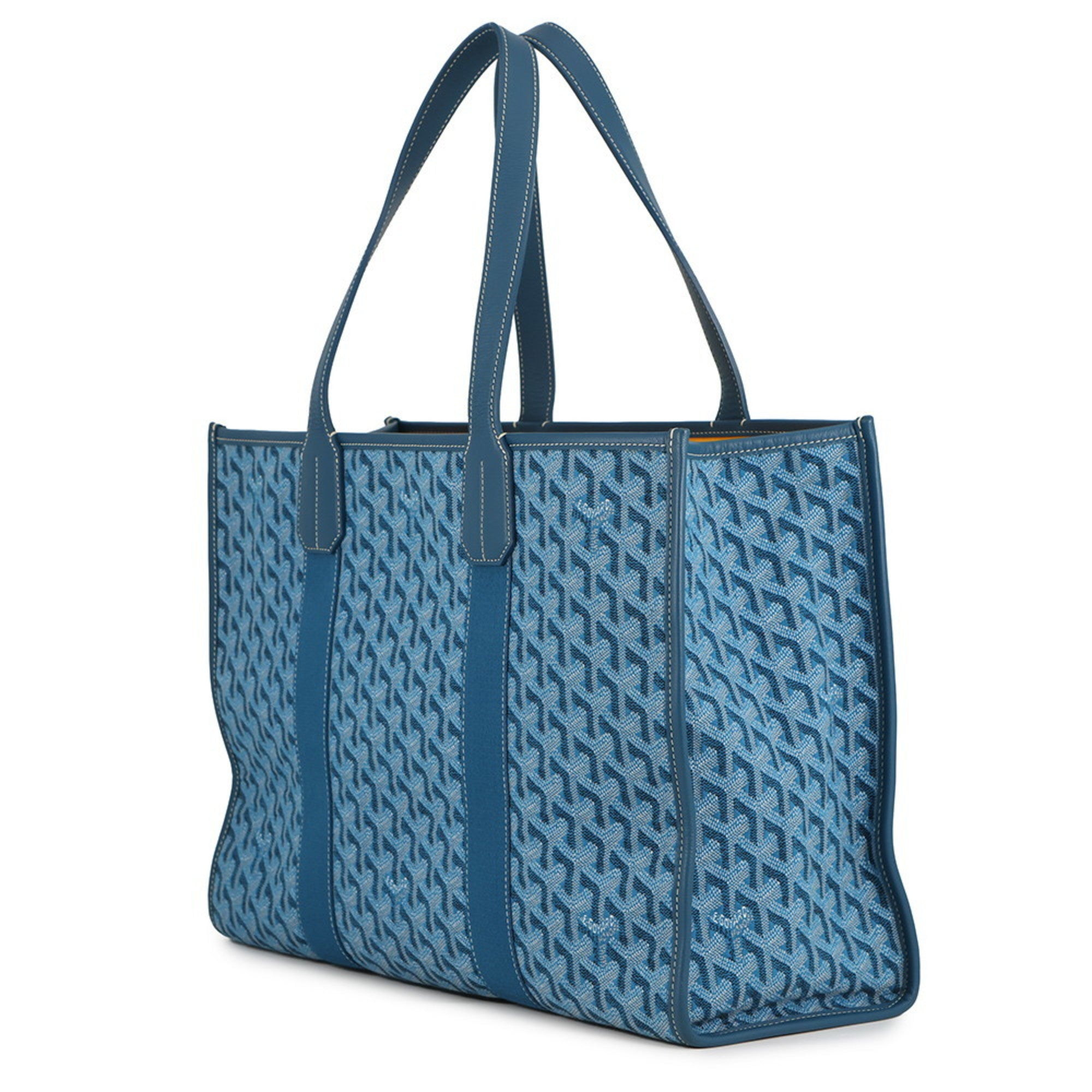 Goyard Blue Canvas Leather Handbag Tote Bag (Pre-Owned)